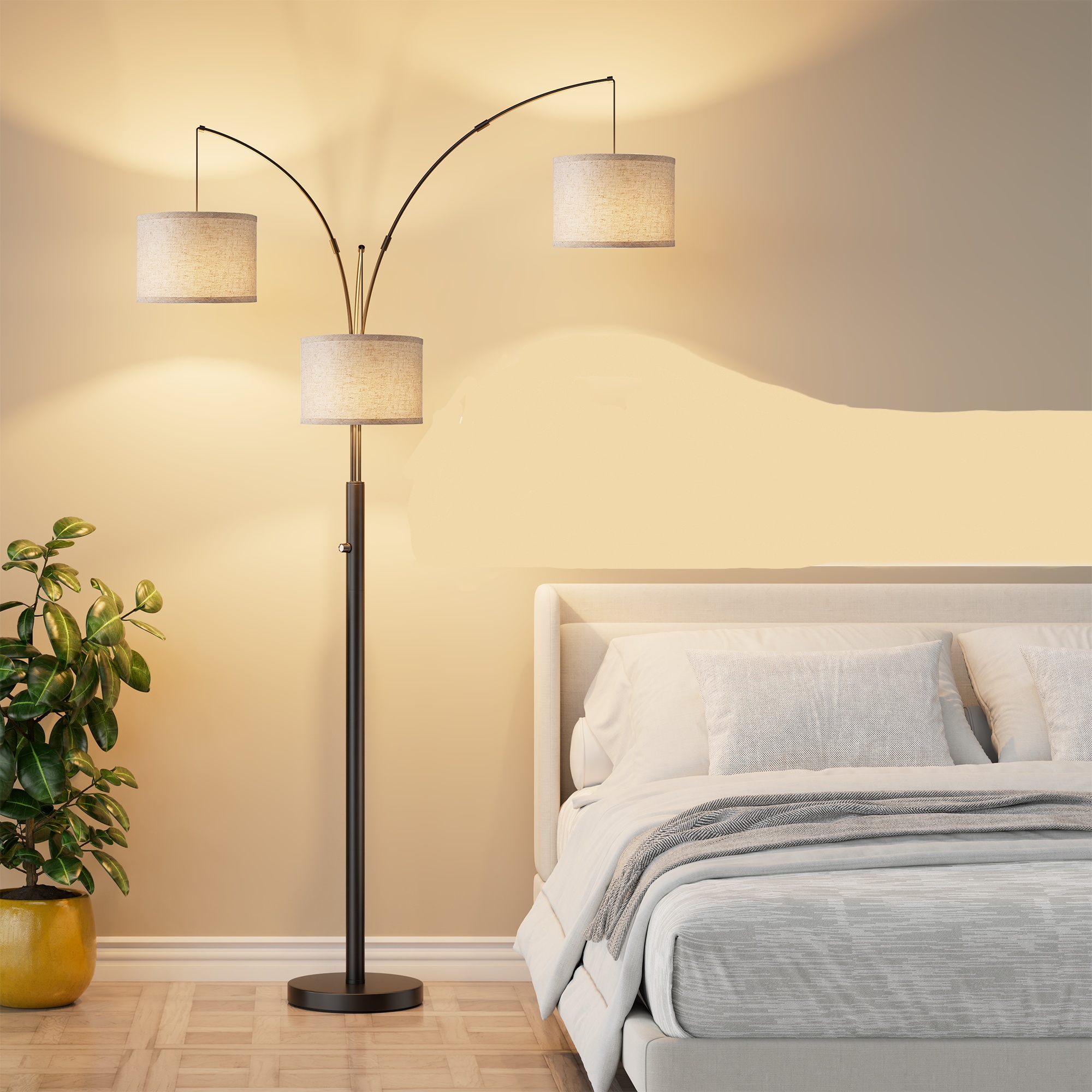 Three-Color Temperature & Dimmable Three-Head Floor Lamp: Create A Cozy Home Lighting Ambiance