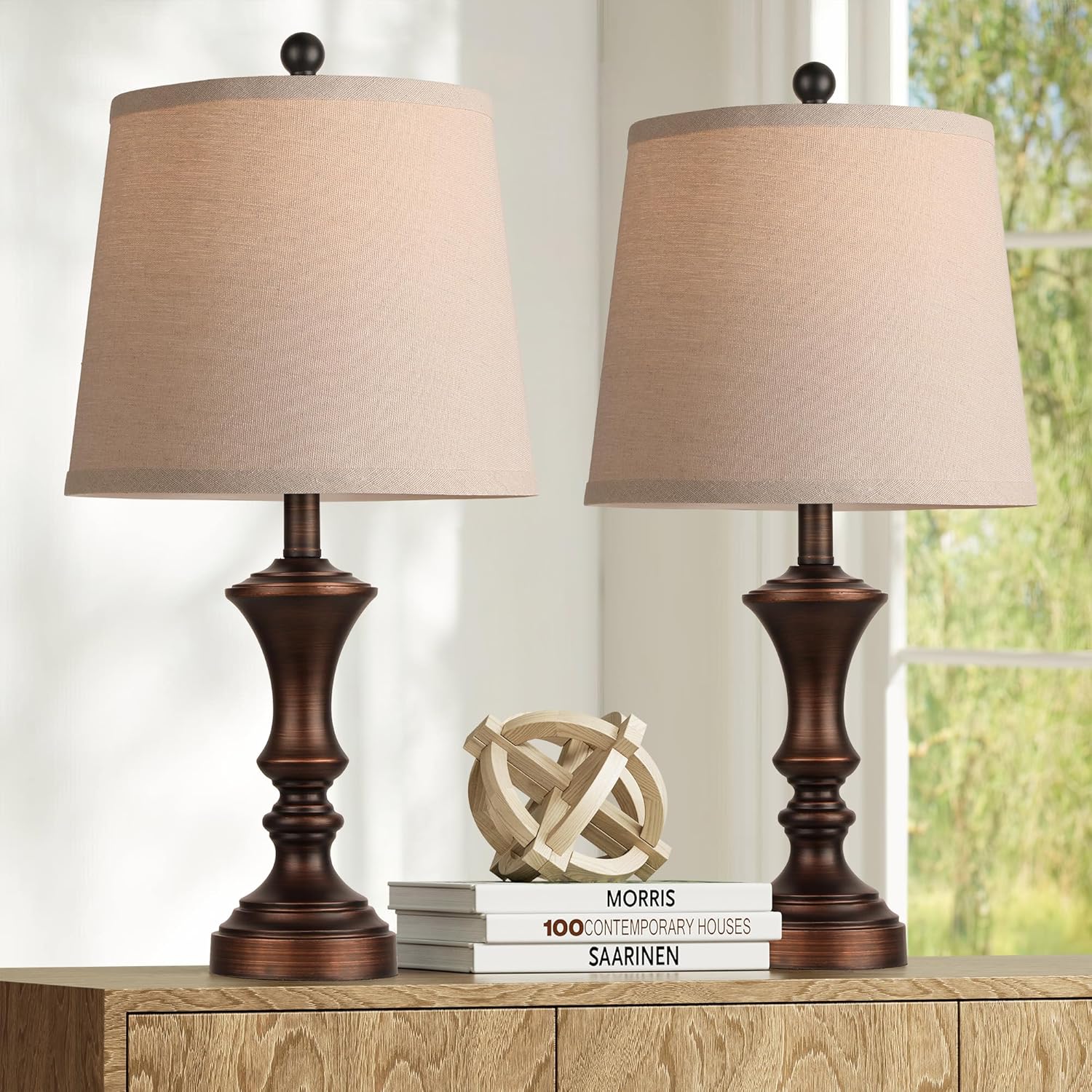 Retro Table Lamps Set of 2 Nightstand Lamp for Bedroom Vintage Rustic Table Lamps for Living Room Traditional Nightstand Bedside Lamps Bulb NOT Included