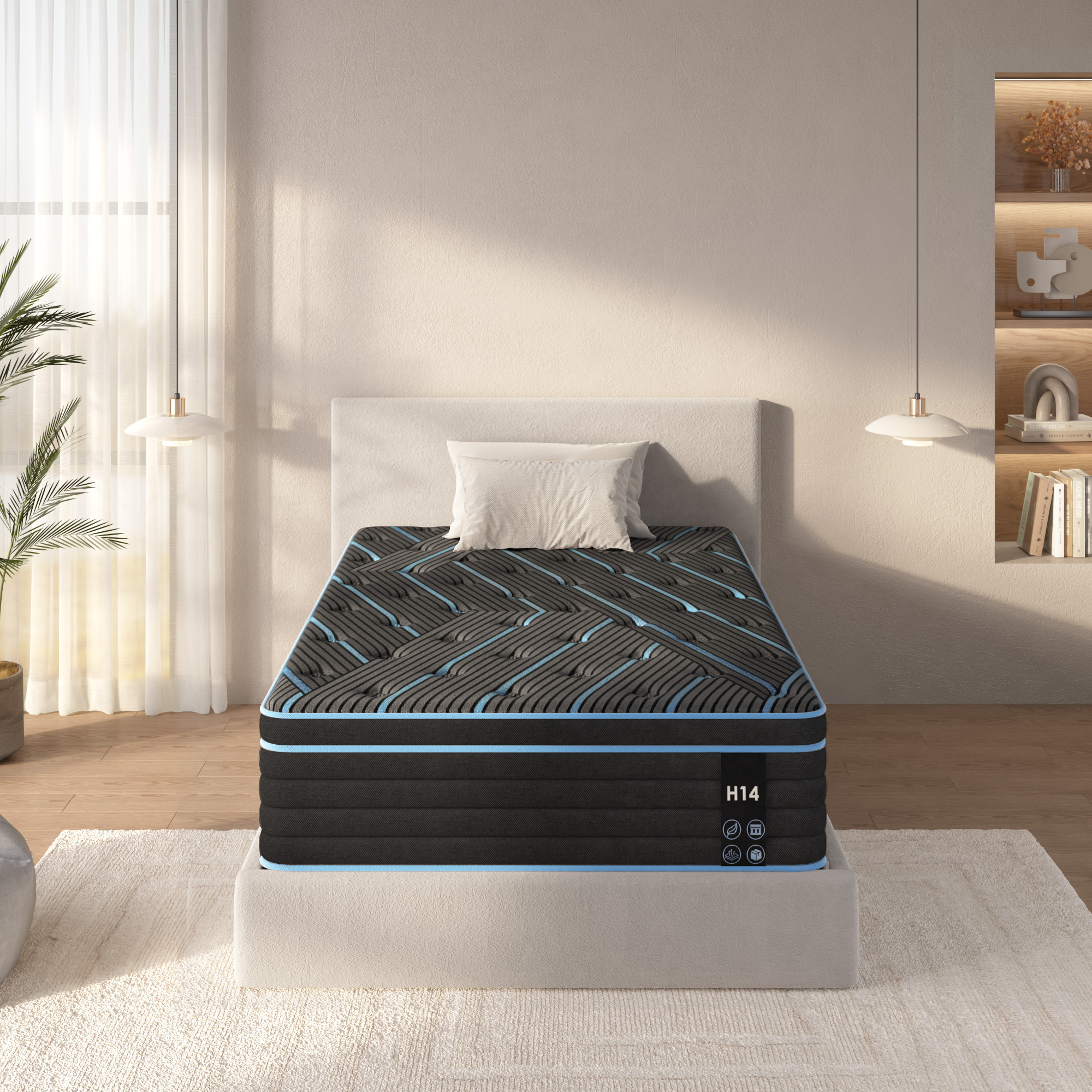 Twin Size Mattress,10 Inch Hybrid Mattress, Individually Pocketed Innerspring, Medium Firm