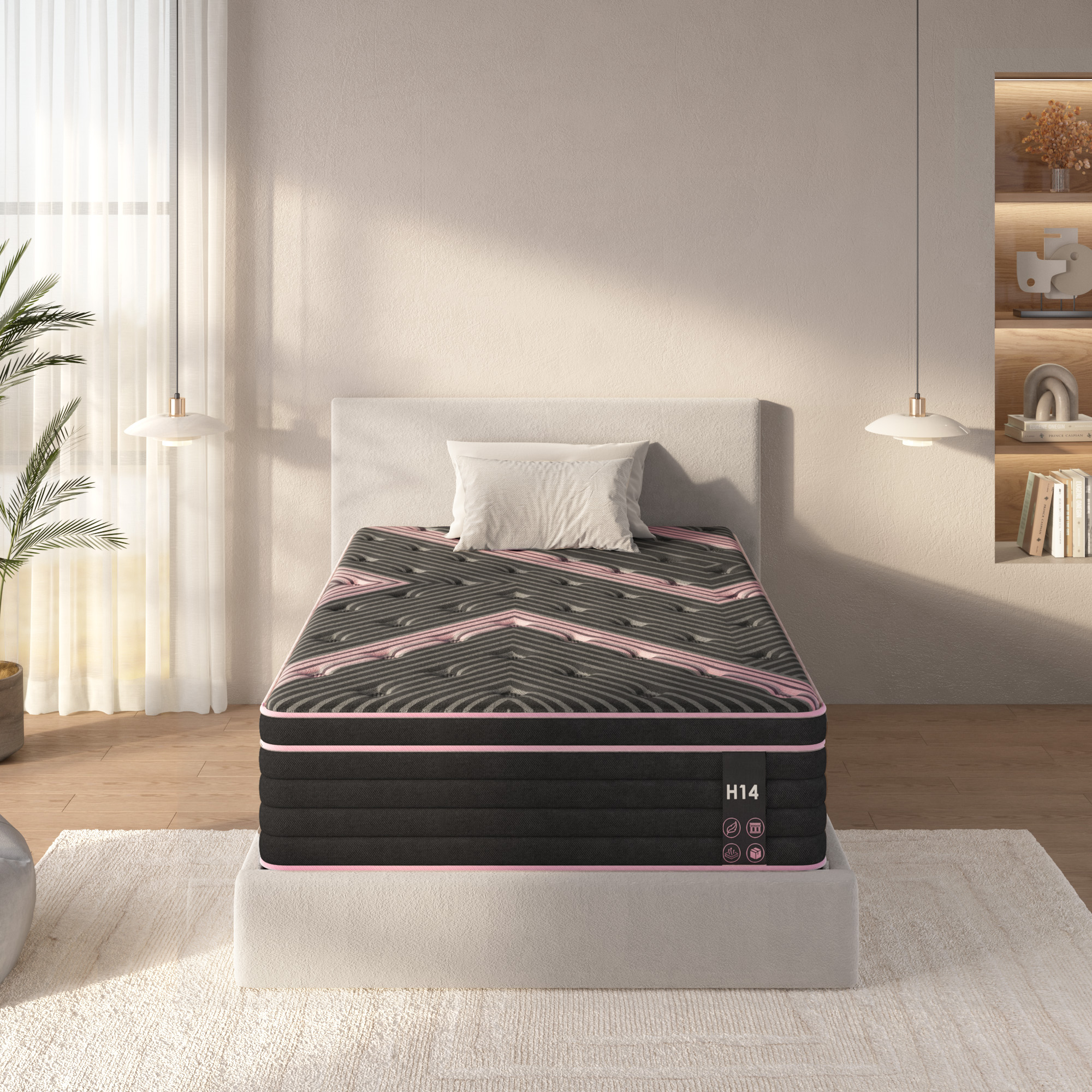 Twin Size Mattress,12 Inch Hybrid Mattress, Individually Pocketed Innerspring, Medium Firm