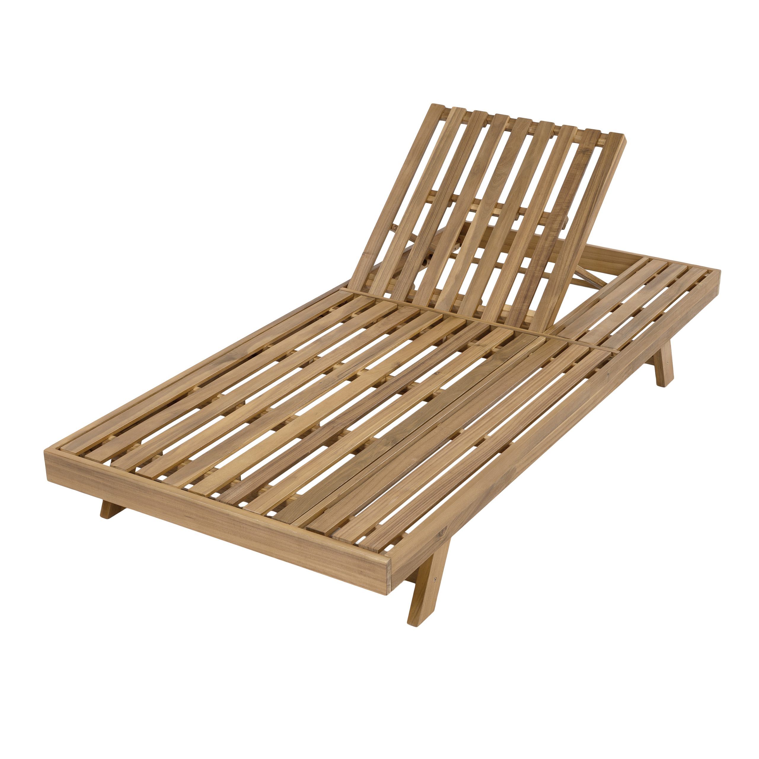 2/3 Foldable Acacia Wood Lounge Chair With Adjustable Backrest & Flat Storage Surface, light brown Finish Uncushioned, For Backyard Pool Garden Patio