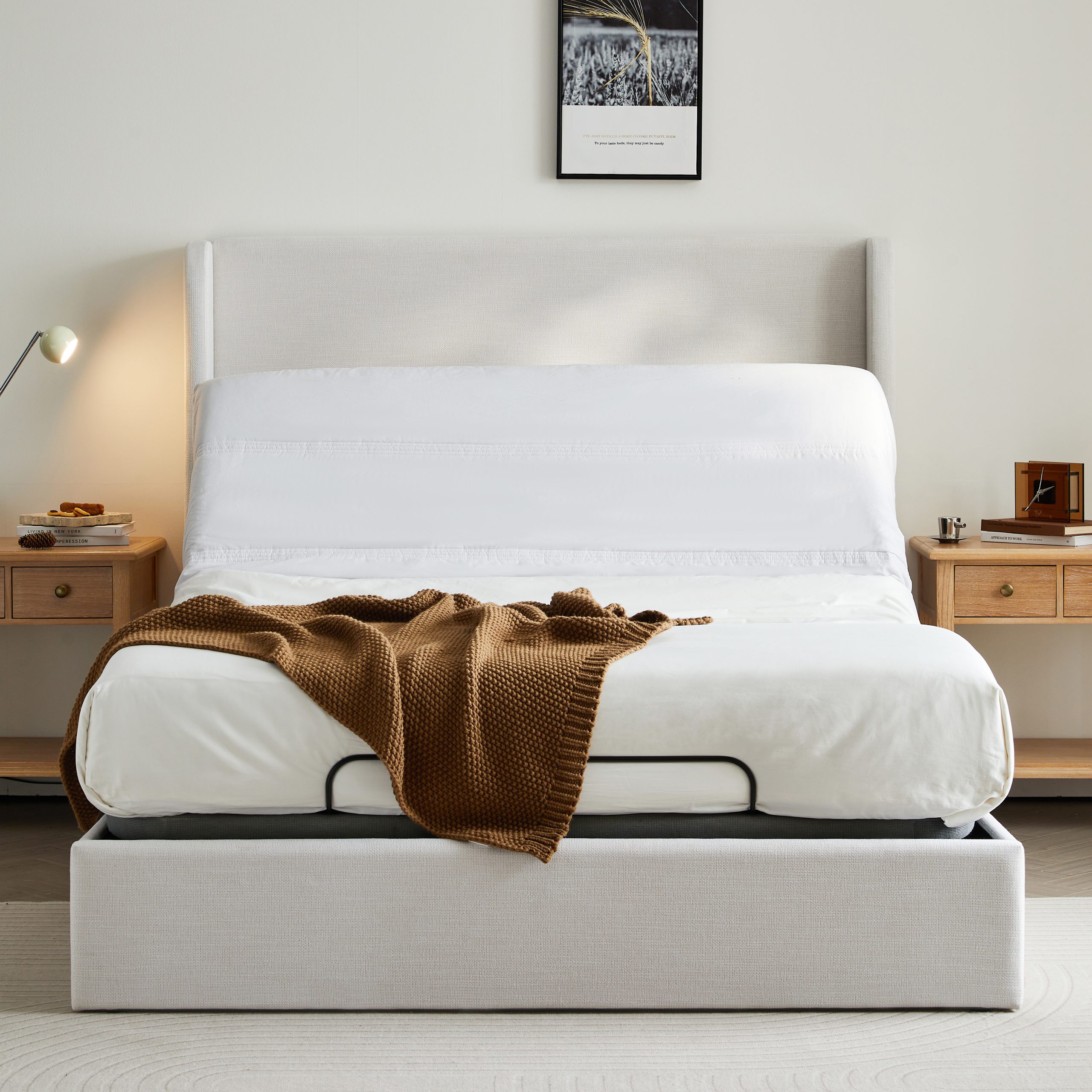 Caron 4.0 Ergonomic Queen Size Adjustable Bed Frame, Adjustable Bed Base with Head and Foot Incline, Electric Base w/Wireless Remote Control,  Massager