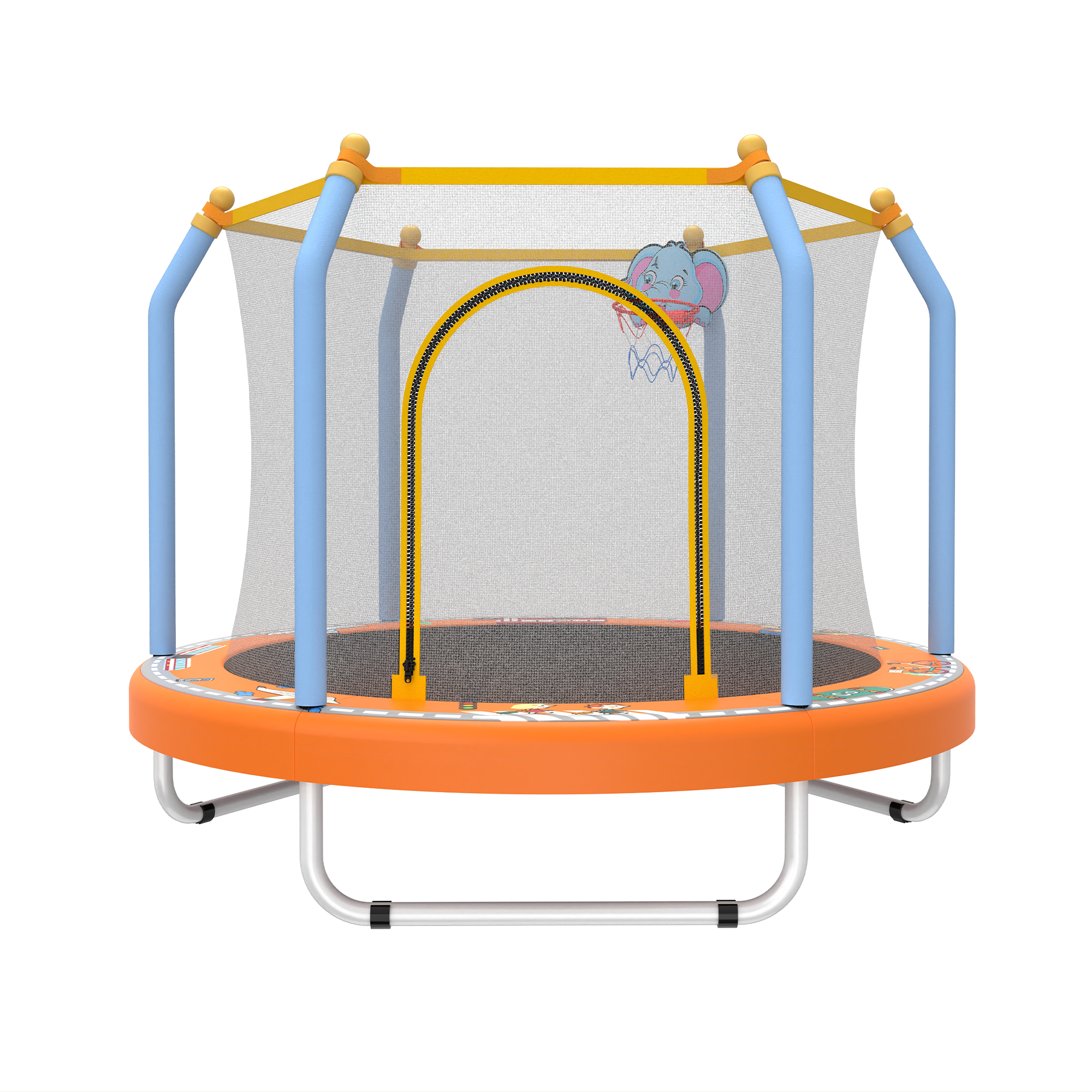 55-inch Trampoline for Kids Indoor & Outdoor Small Toddler Trampoline with Basketball Hoop