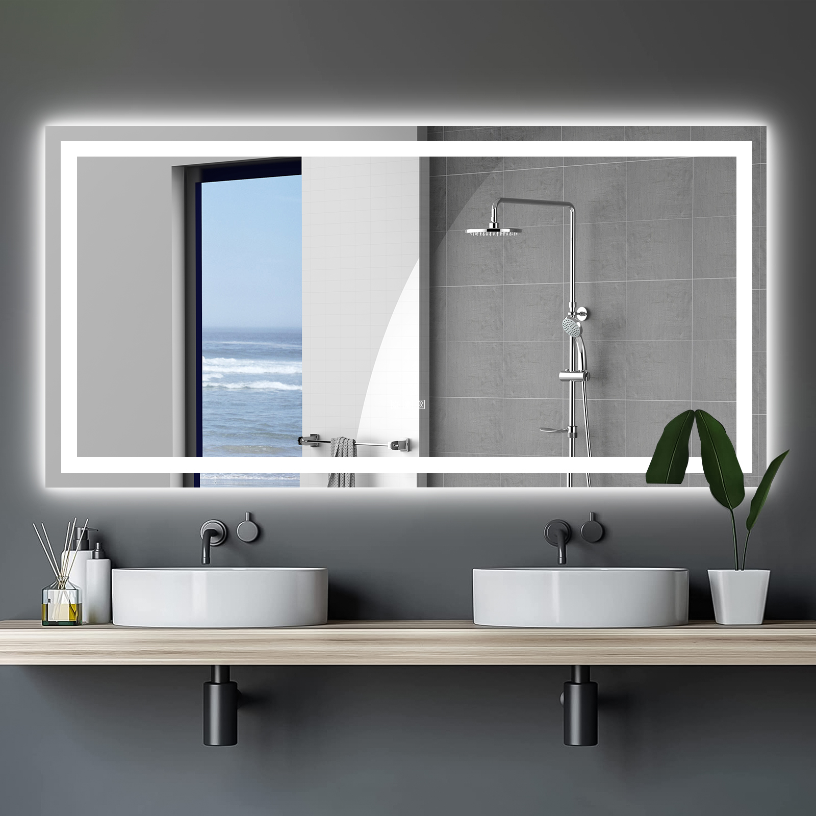 72″ x 36″ LED Bathroom Mirror with Anti-Fog and Touch Sensor – Modern Frameless Lighted Wall Mirror for Bathroom Vanity, Shower Room, or Dressing Area