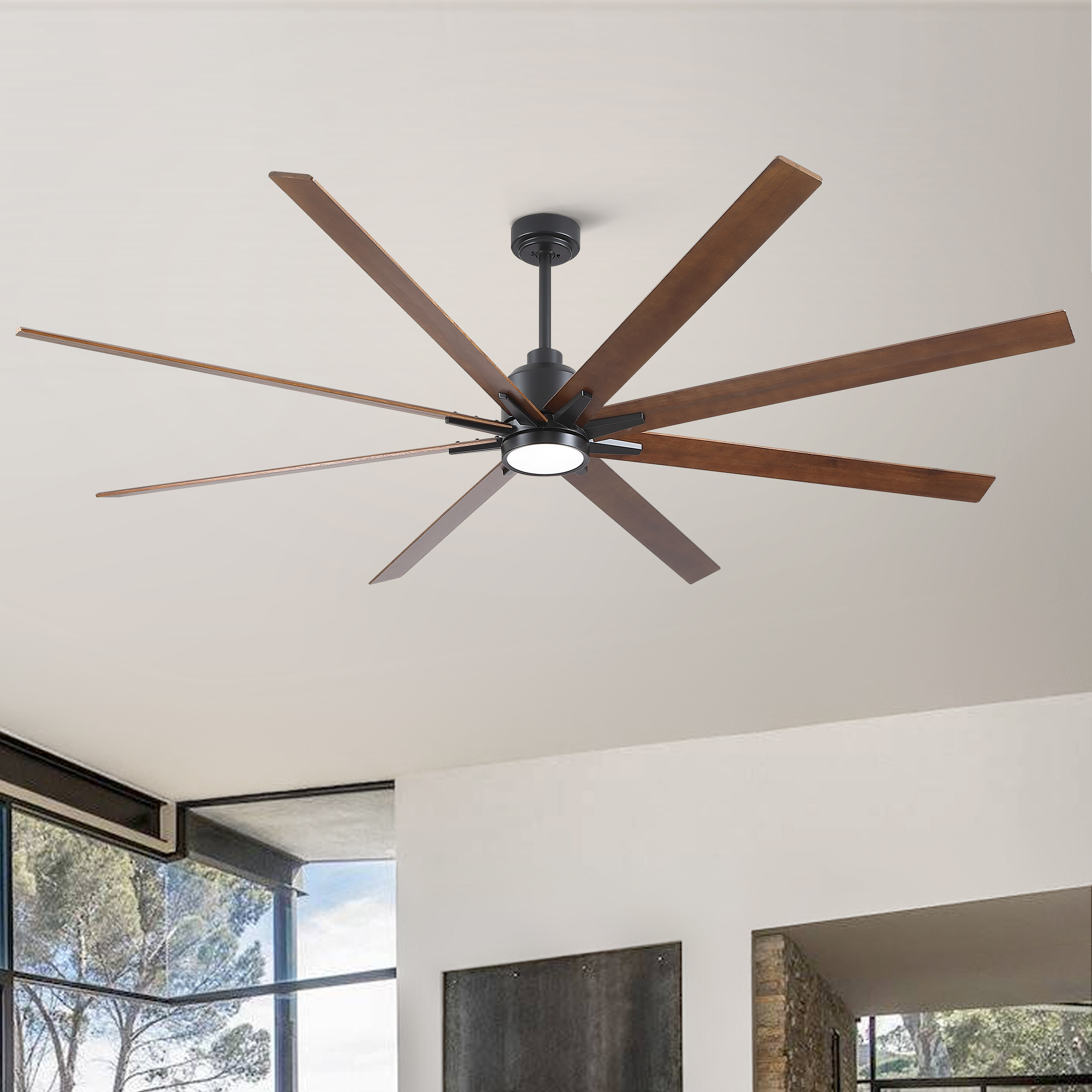 84″ Black Lowe Profile Ceiling Fan with Light