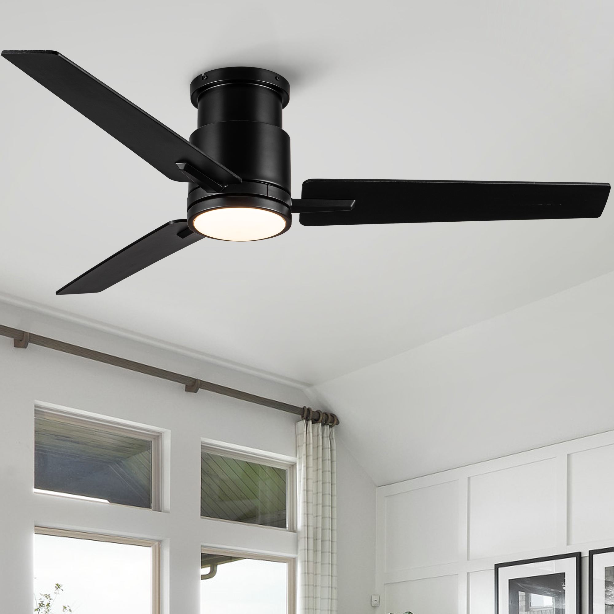 52″ Black Lowe Profile Ceiling Fan with Light