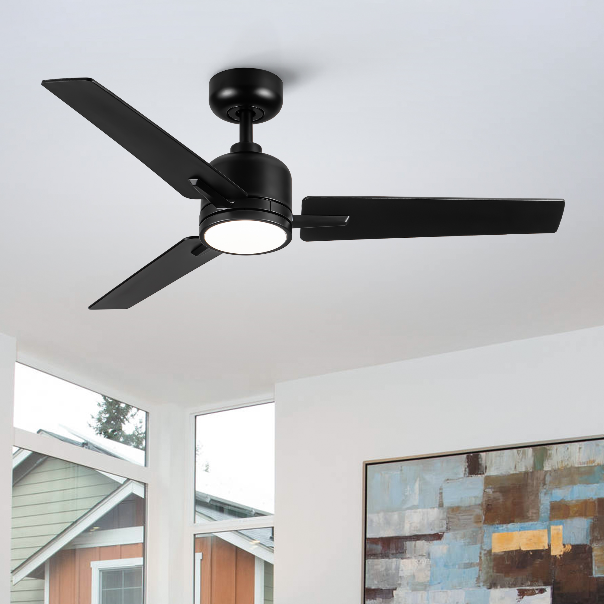 48″ Black Lowe Profile Ceiling Fan with Light