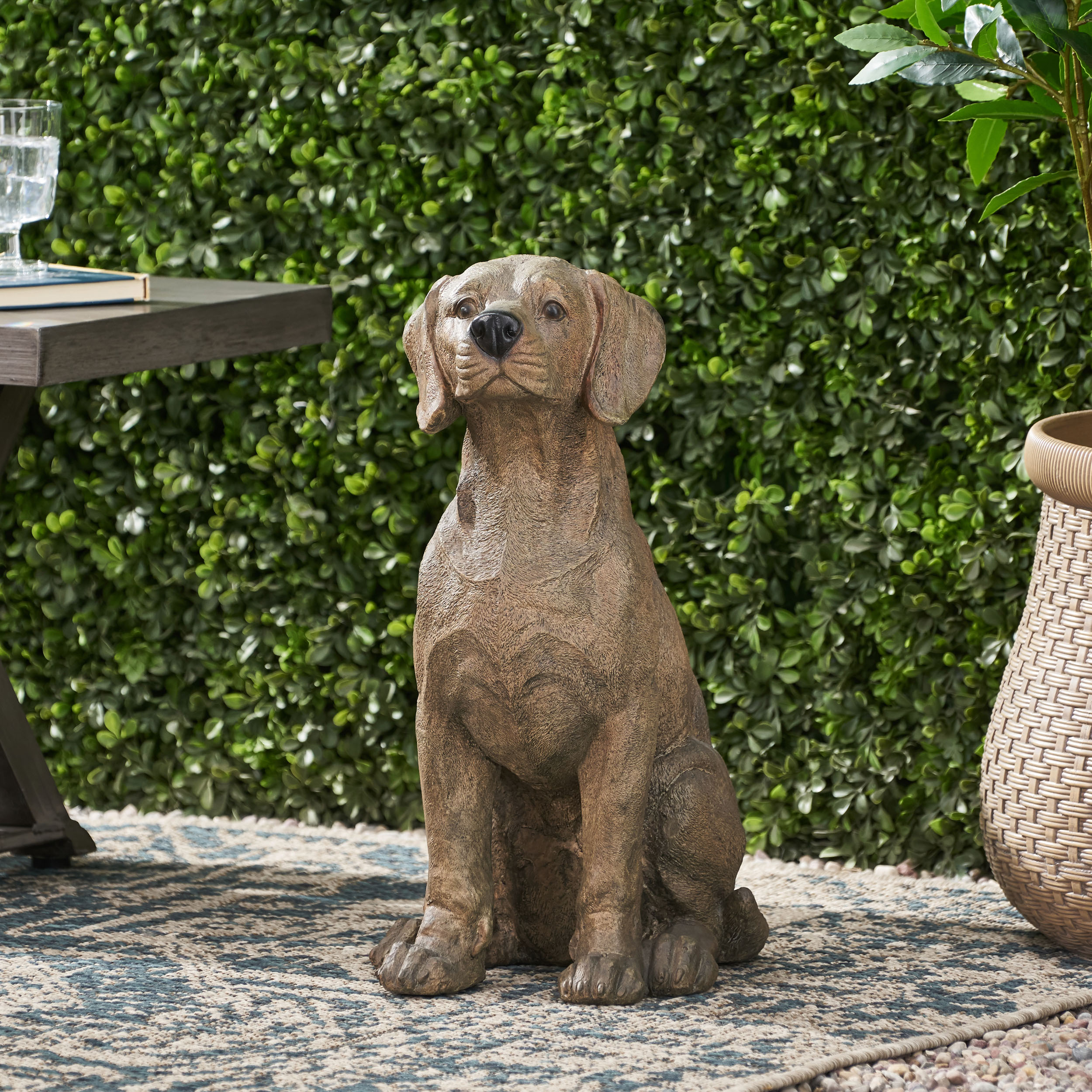 MGO DOG DECOR, Outdoor Dog Statue, Dark Brown, No Assembly Required