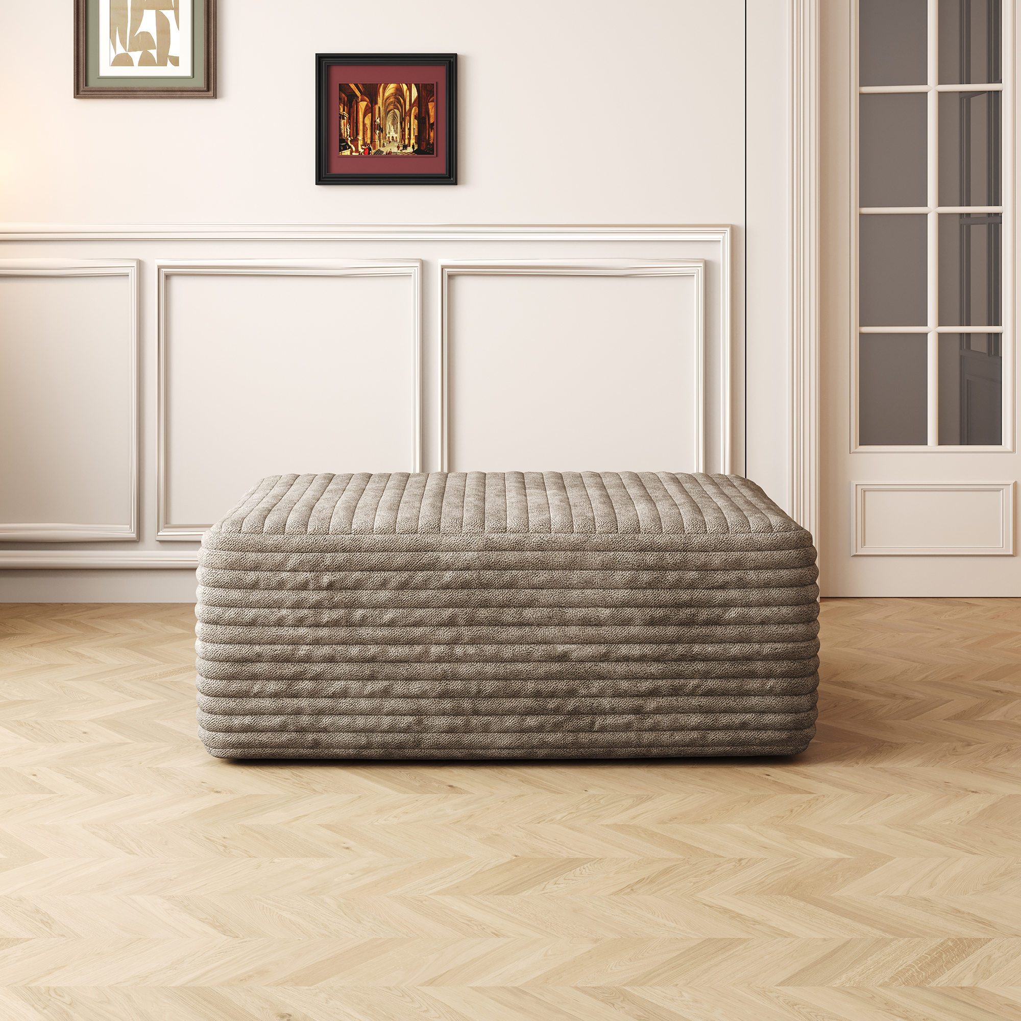 37.40″Sofa ottoman ,No Assembly Required,Camel(Plush Corduroy Fabric)