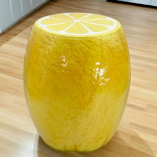 Yellow Lemon Fruit Stool, 14″Oversized Resin Stool, Side Table, Home Decor Plant Stand Garden Indoor Outdoor Decorations, Multi-Purpose Innovative Garden Furniture