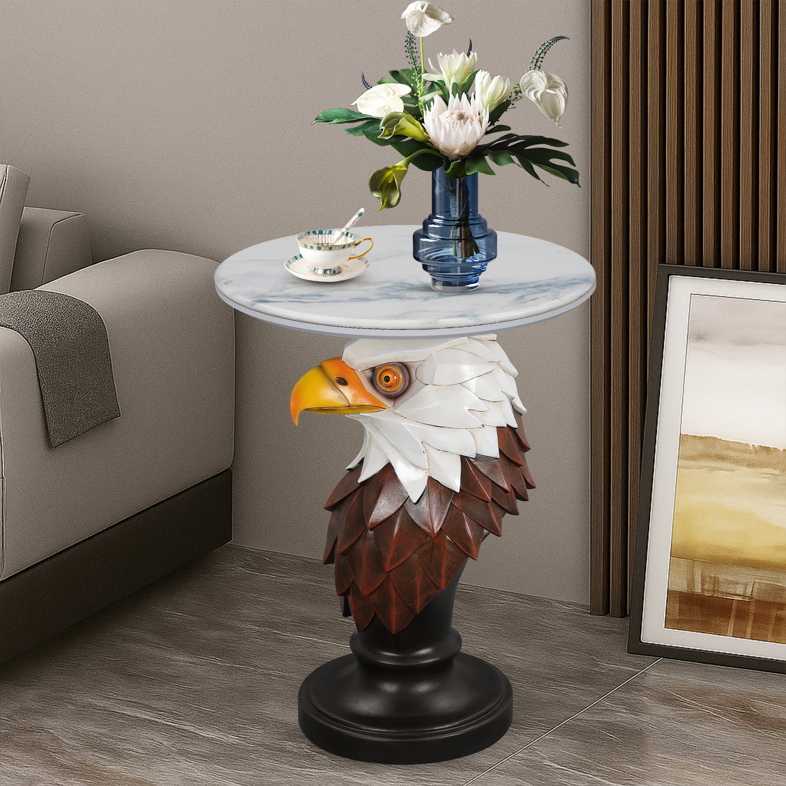 Eagle Head Accent Table Animal Statue End Tables Livingroom