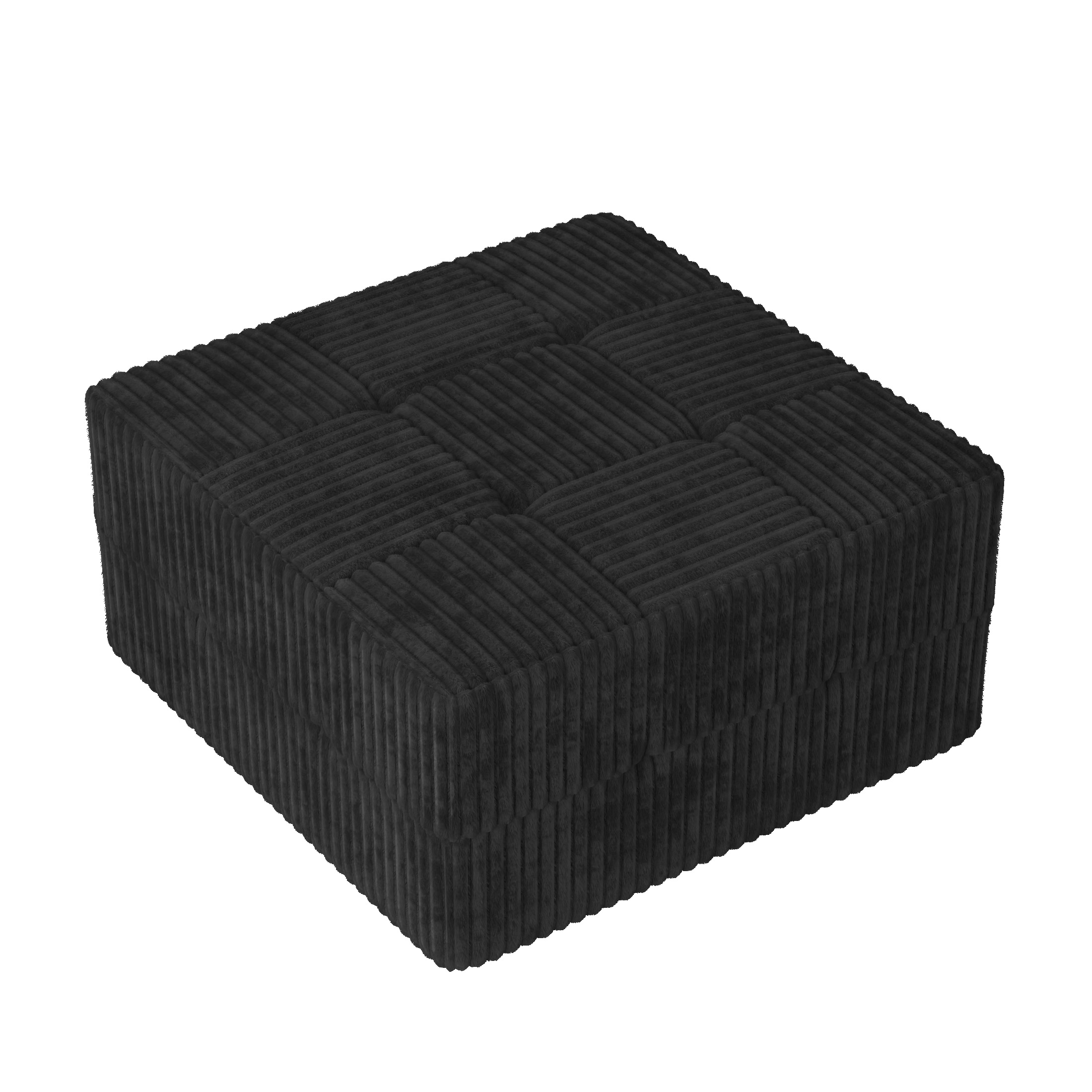 Ottoman Sofa, Modern Minimalist Corduroy Footstool, Compressed Space‑Saving Ottoman for Living Room Bedroom-Black