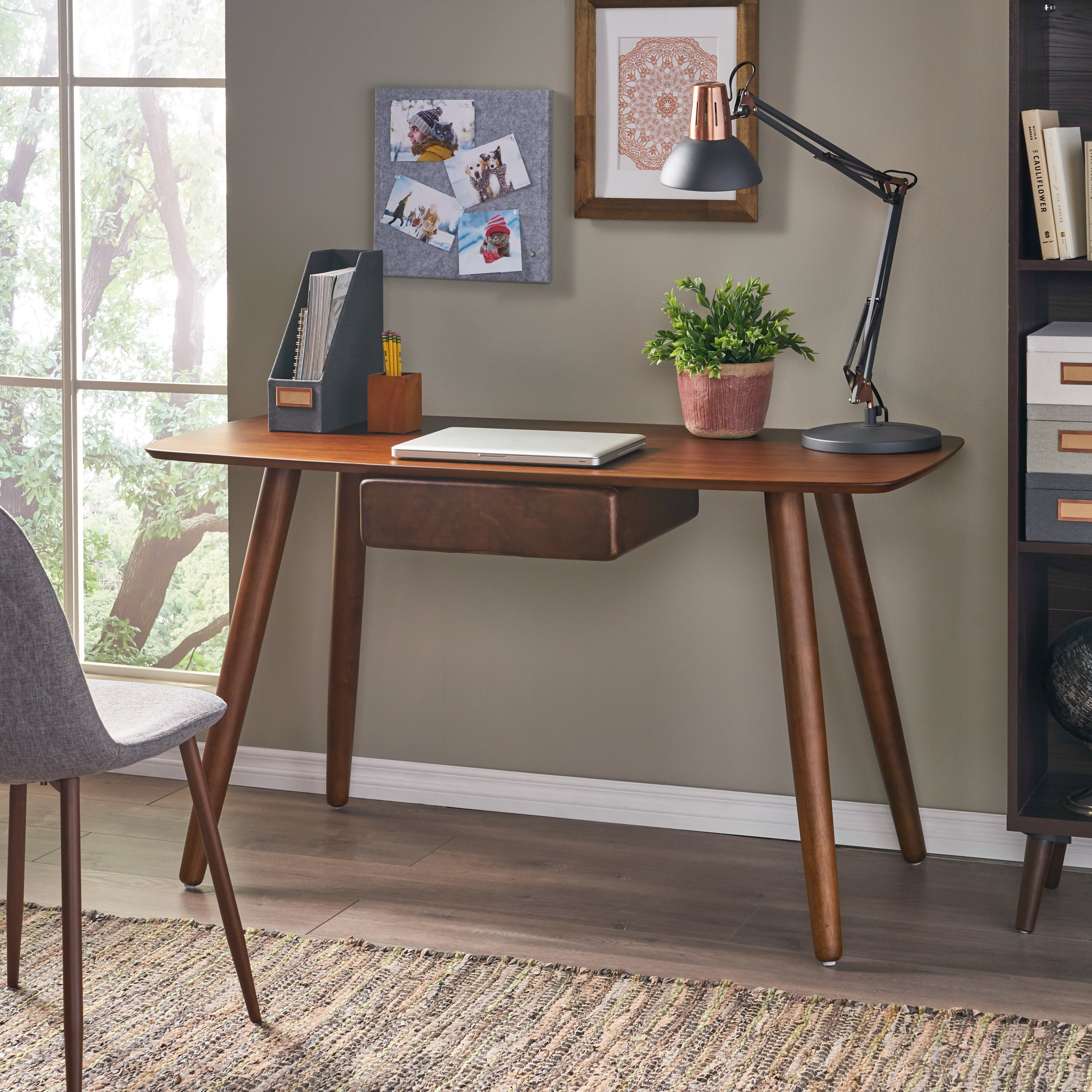 Study Computer Desk,Office Desk, Study Table,Writing Desk with Drawer for Home ,Office Modern Furniture,Walnut Color (Original SKU:59312.00)