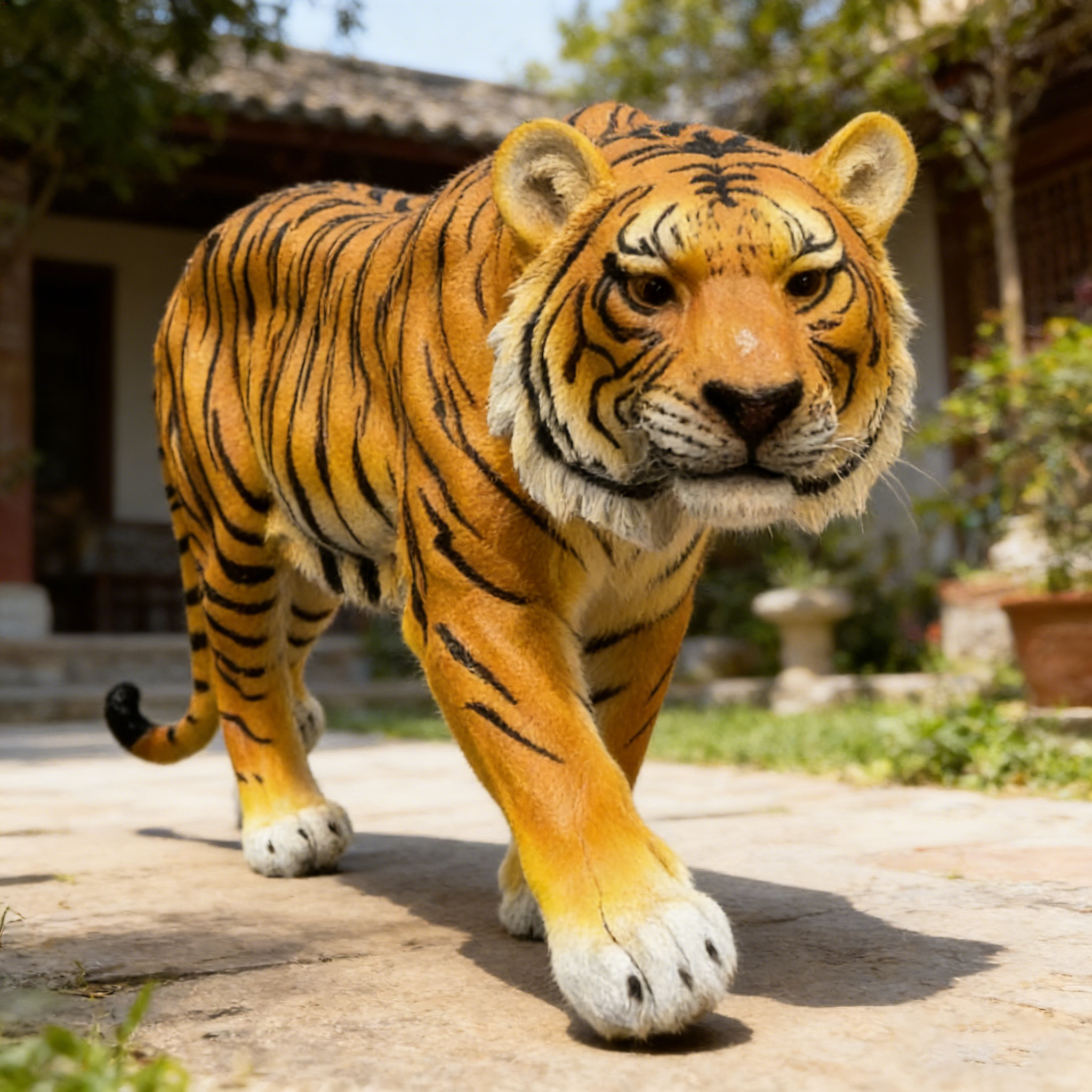 15.75″ H x 33.46″ L x 7.87″ W Simulated Tiger Resin Garden Statue, Indoor & Outdoor Decorative Ornament, Lawn & Courtyard Art Craft, Unique Gift for Home & Yard