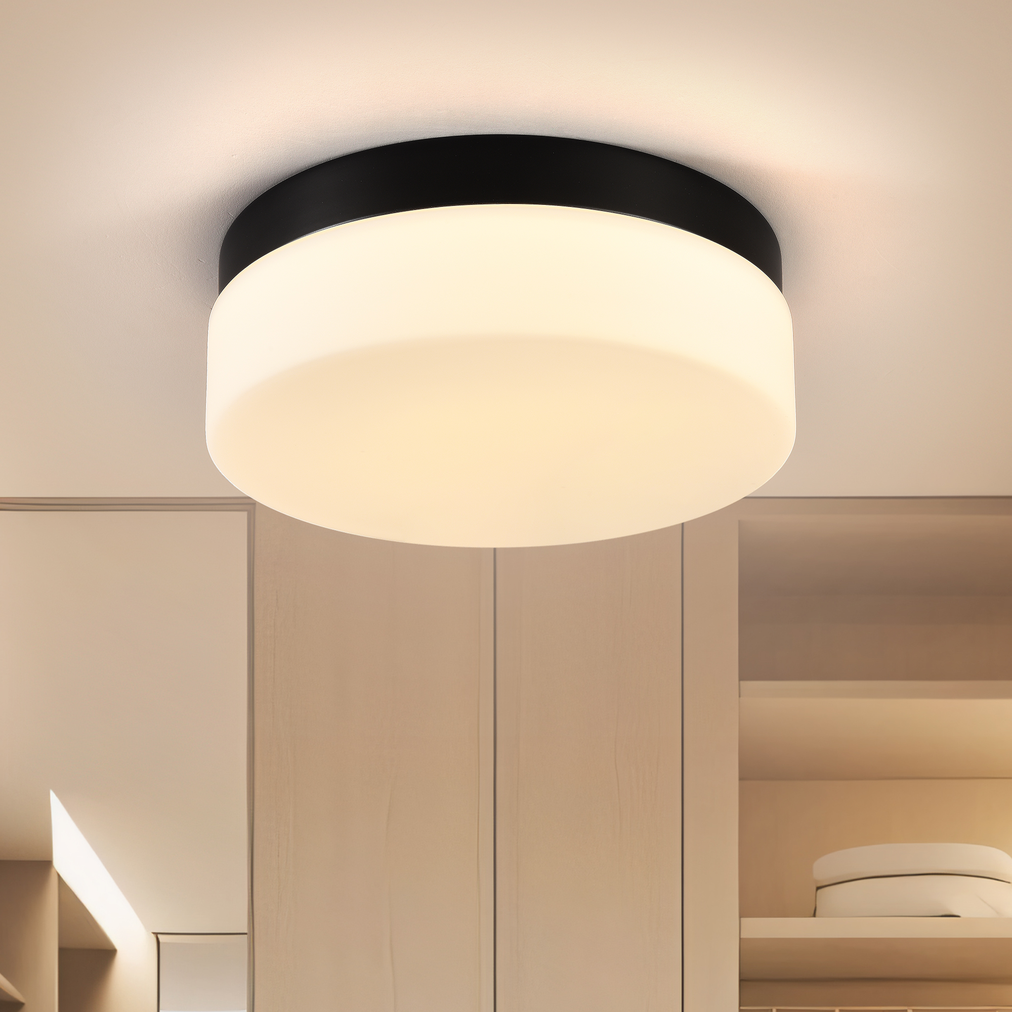 1 PACK LED Flush Mount Ceiling Light Fixture, Modern Kitchen Recessed Ceiling Lamp 24W 12 Inch Closet Round Surface for Bathroom Laundry Bedroom Hallway