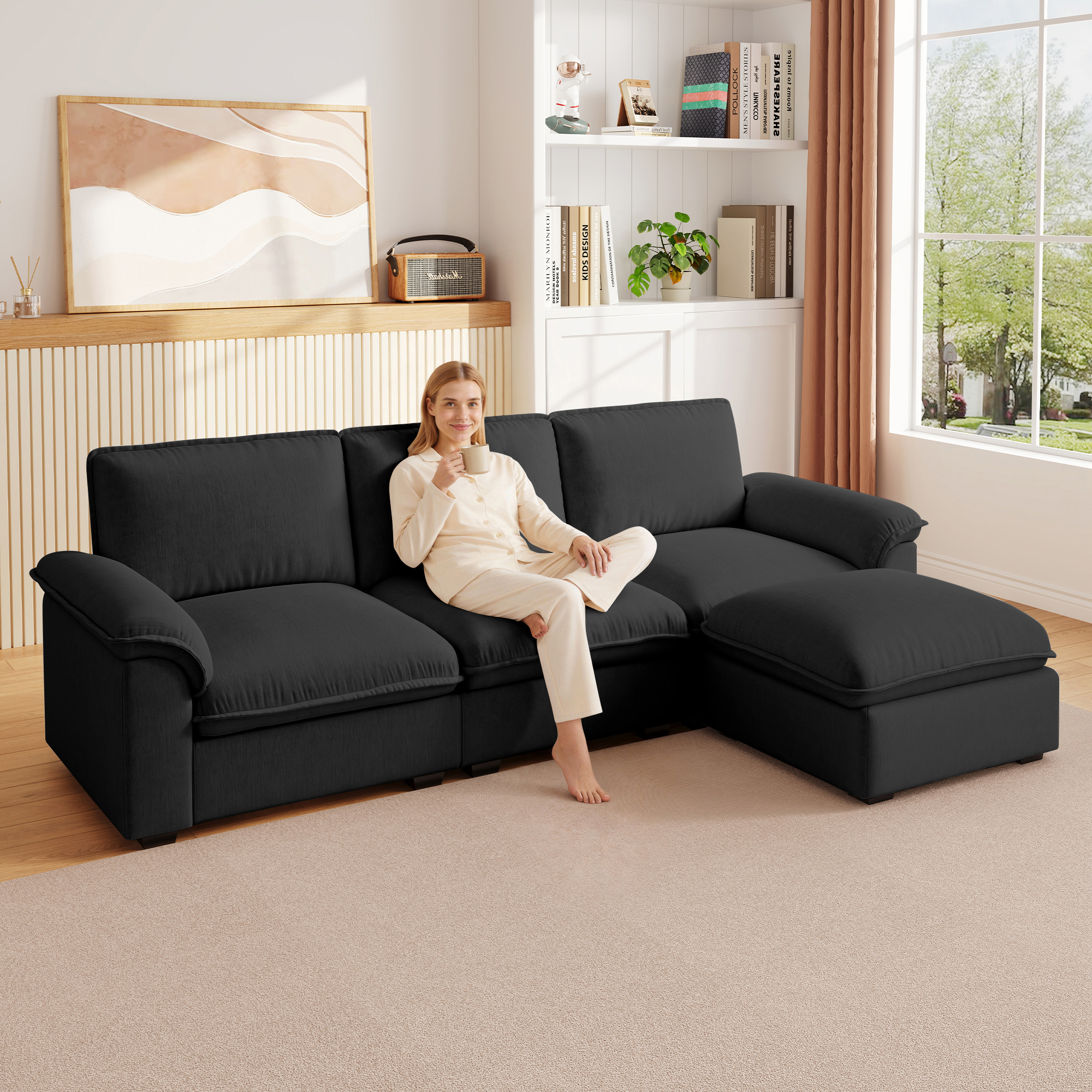 Cloud Couch Sectional for Living Room L Shaped Couch Modular Sectional Sofa Chenille Fabric for Apartment
