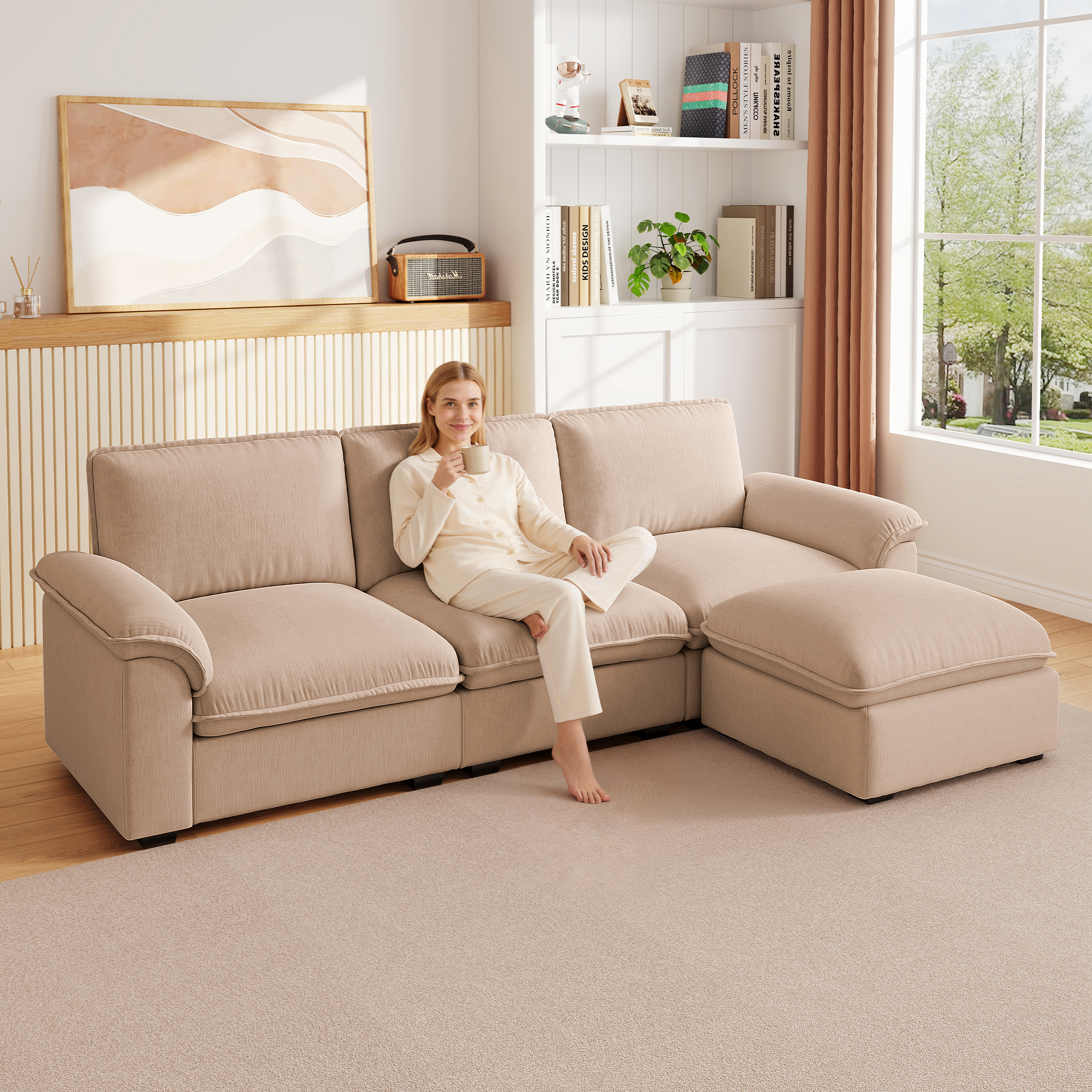 Cloud Couch Sectional for Living Room L Shaped Couch Modular Sectional Sofa Chenille Fabric for Apartment