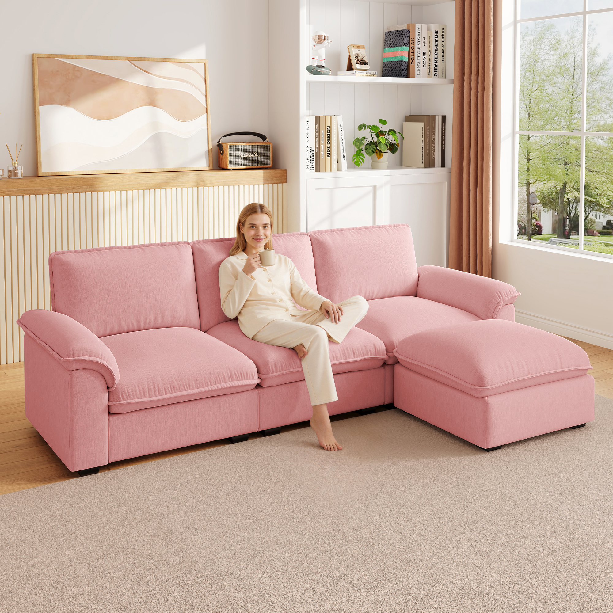 Cloud Couch Sectional for Living Room L Shaped Couch Modular Sectional Sofa Chenille Fabric for Apartment