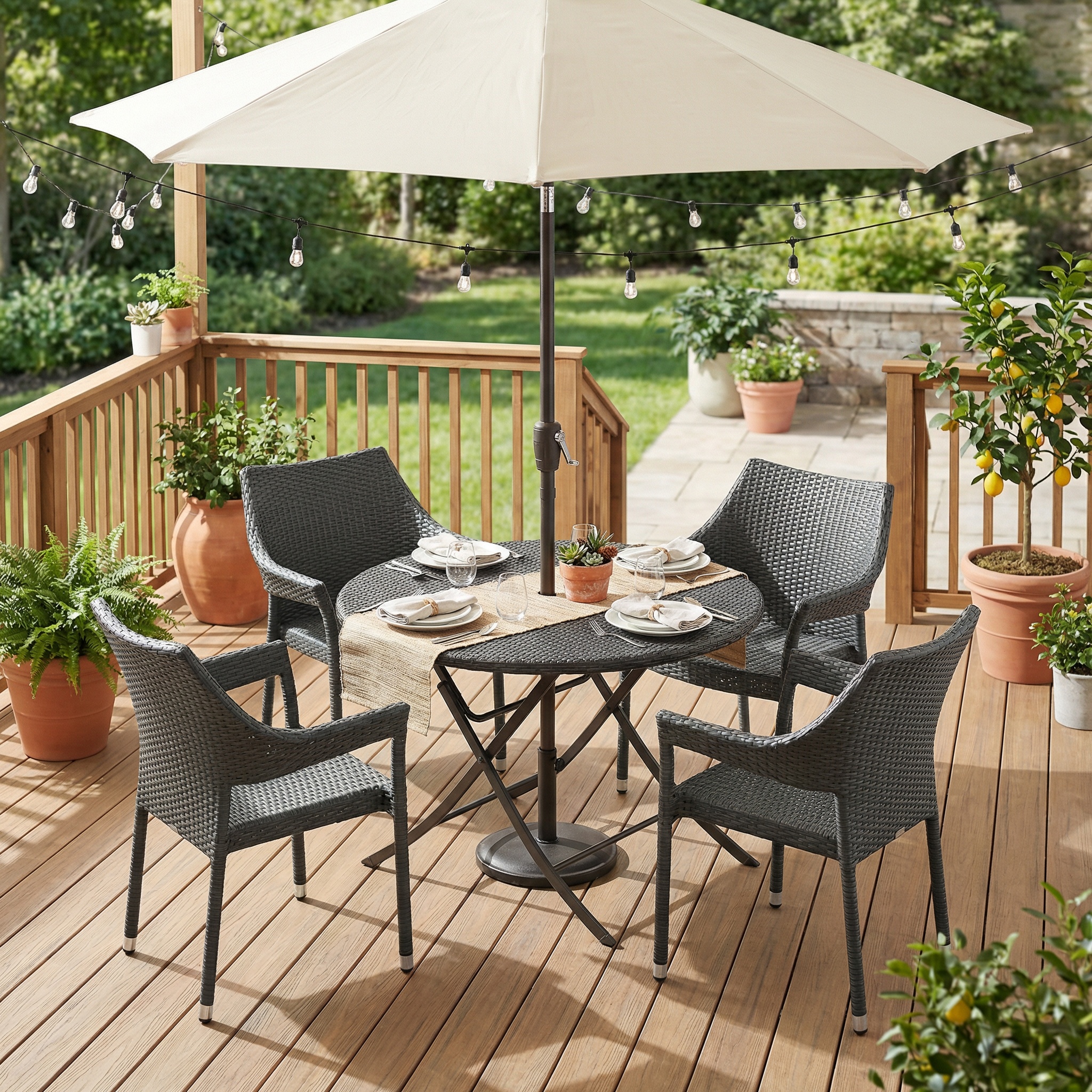 MIRAGE GREY PE WICKER STACKING ARMCHAIR,4PCS