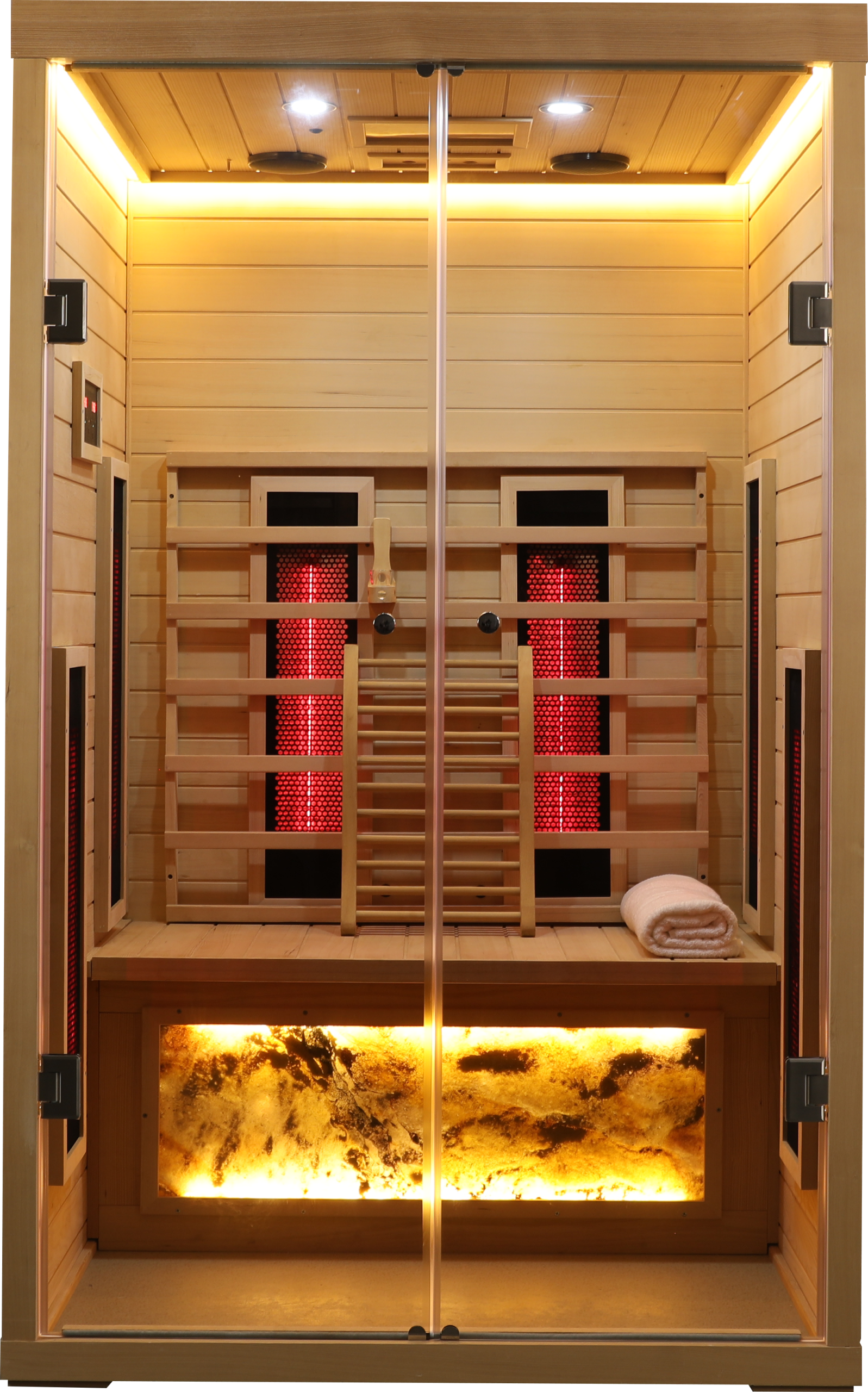 Two person hemlock wood far-infrared S sauna room-D