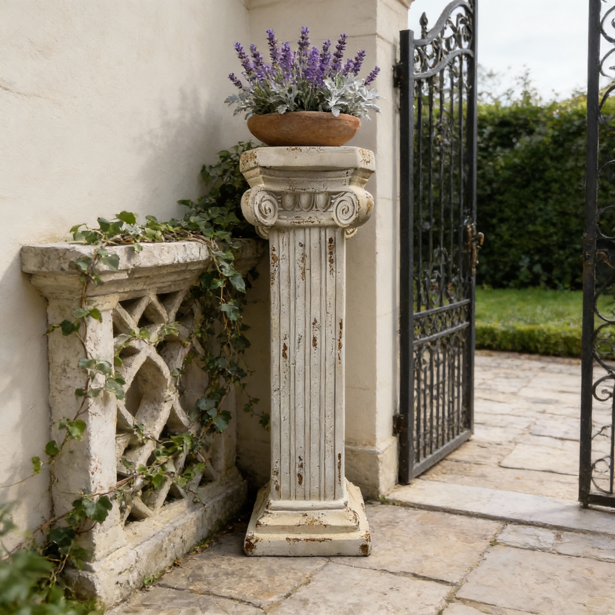 Pedestal Column Plant 38.18” Tall Roman Column with Base Roman Pillar Greek Column Magnesium Oxide Large Size Statue Sculpture Pedestal Stand Holder for Indoor Outdoor Wedding Birthday Party Decor