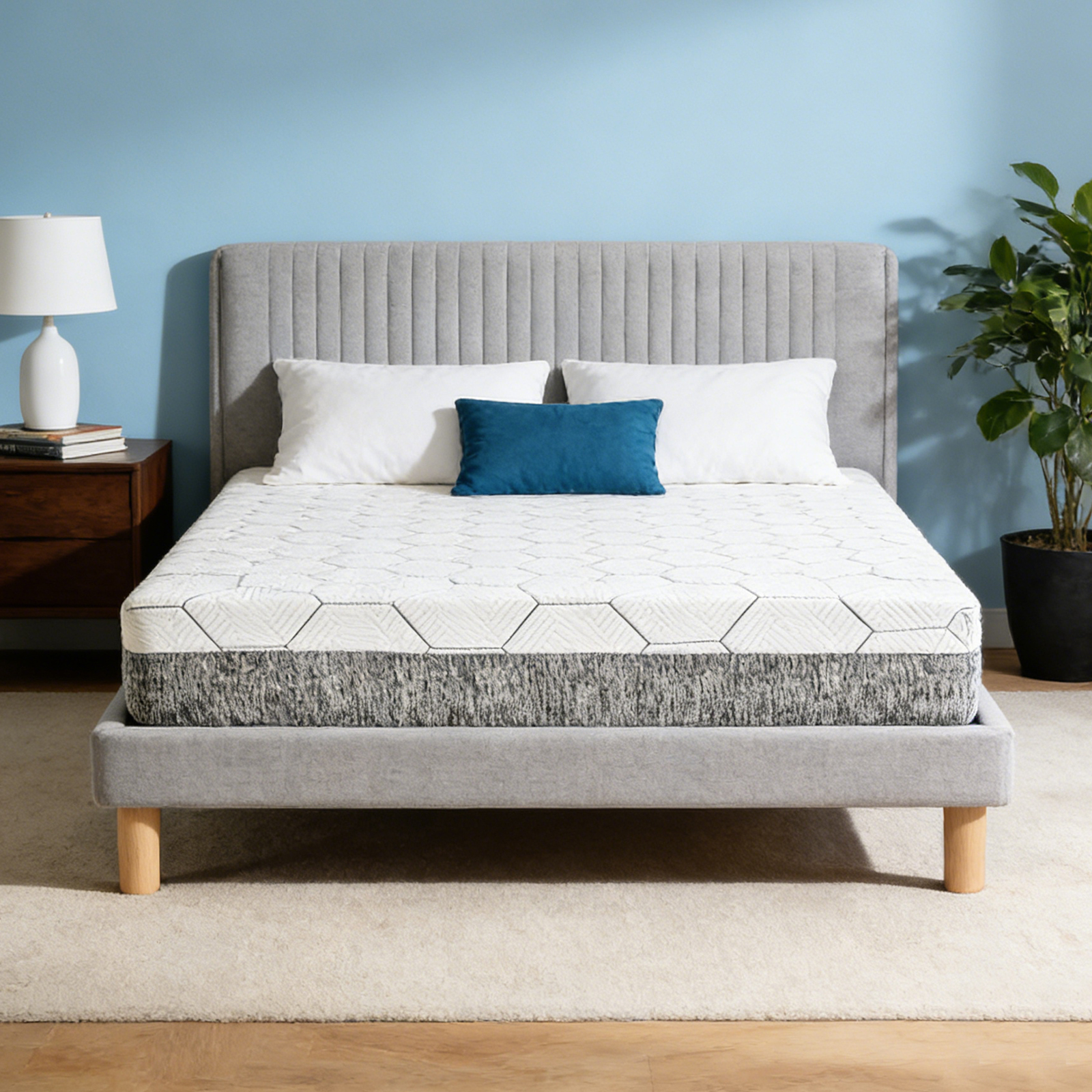 12 Inch Queen Size Mattress – Ultra-Breathable & Sterilizing, High Rebound for Long-Lasting Comfort, Eco-Conscious Material, Sleek Styling Perfect for Modern Bedrooms Made in Japan