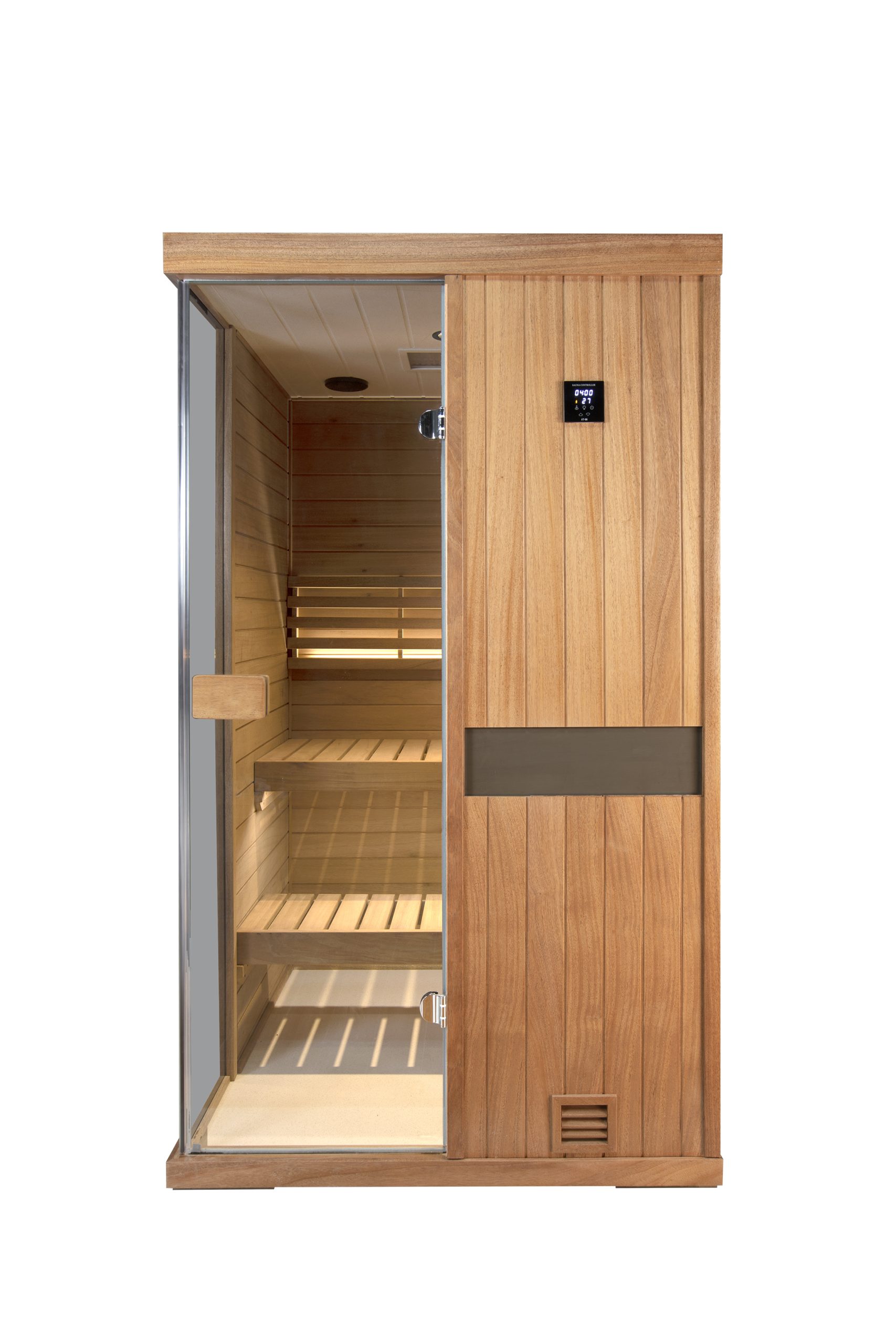 Two-person mahogany steam sauna room