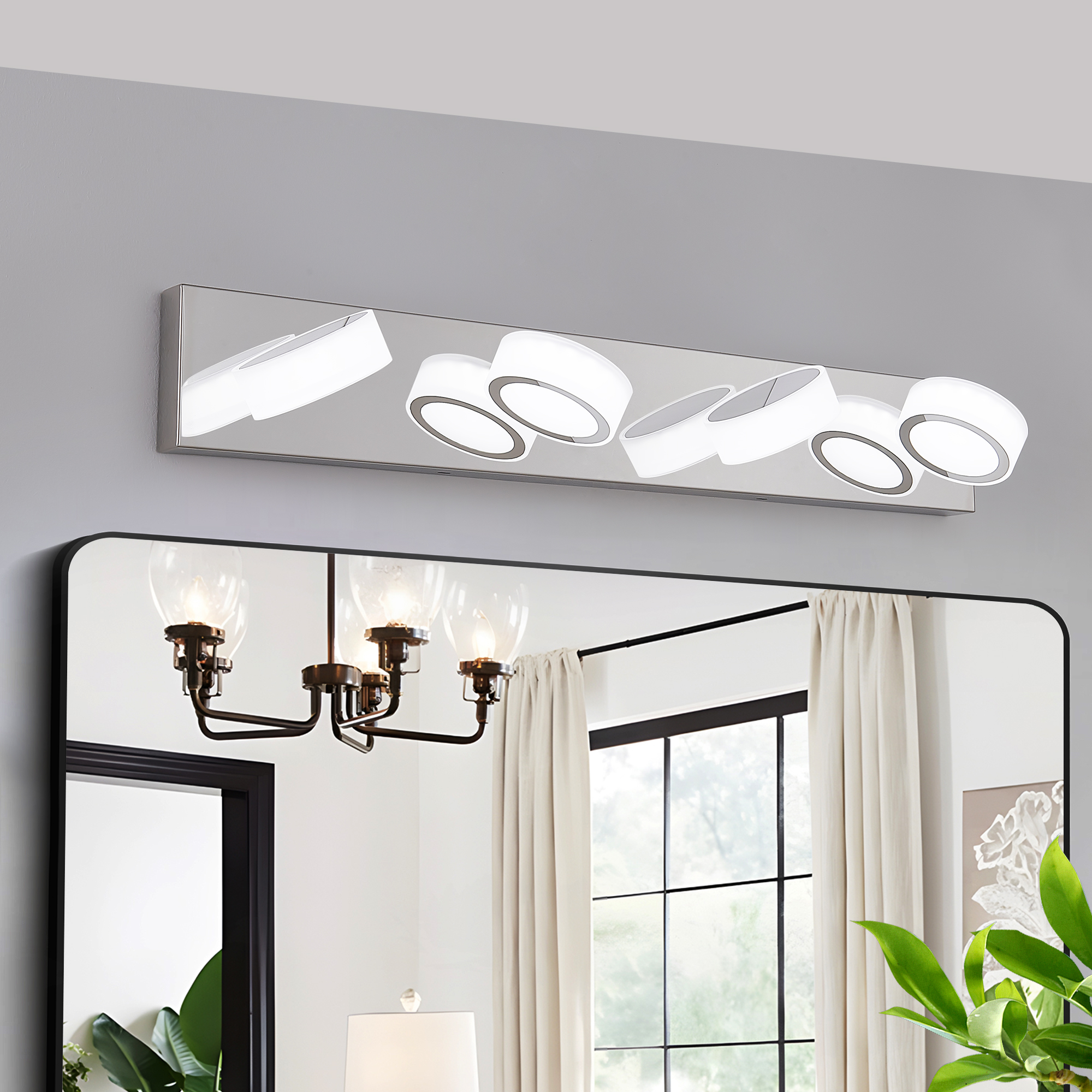 29″ Modern 4-Light LED Vanity Light, Sleek Chrome Bathroom Wall Light Fixture for Mirror, Shower, and Bathroom Decor