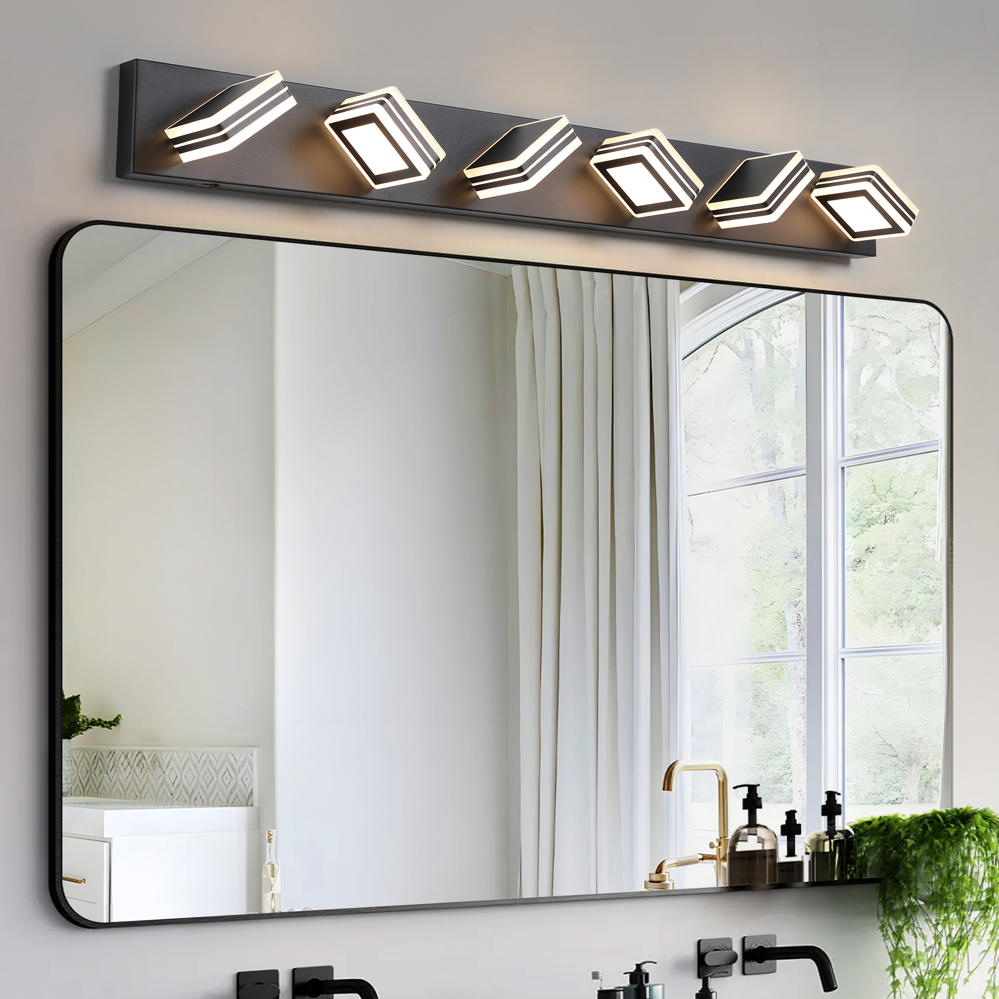 40″ Modern 6-Light LED Vanity Light – Sleek Bathroom Wall Fixture, Iron & Acrylic, Dimmable & Energy-Efficient, Ideal for Mirror Lighting