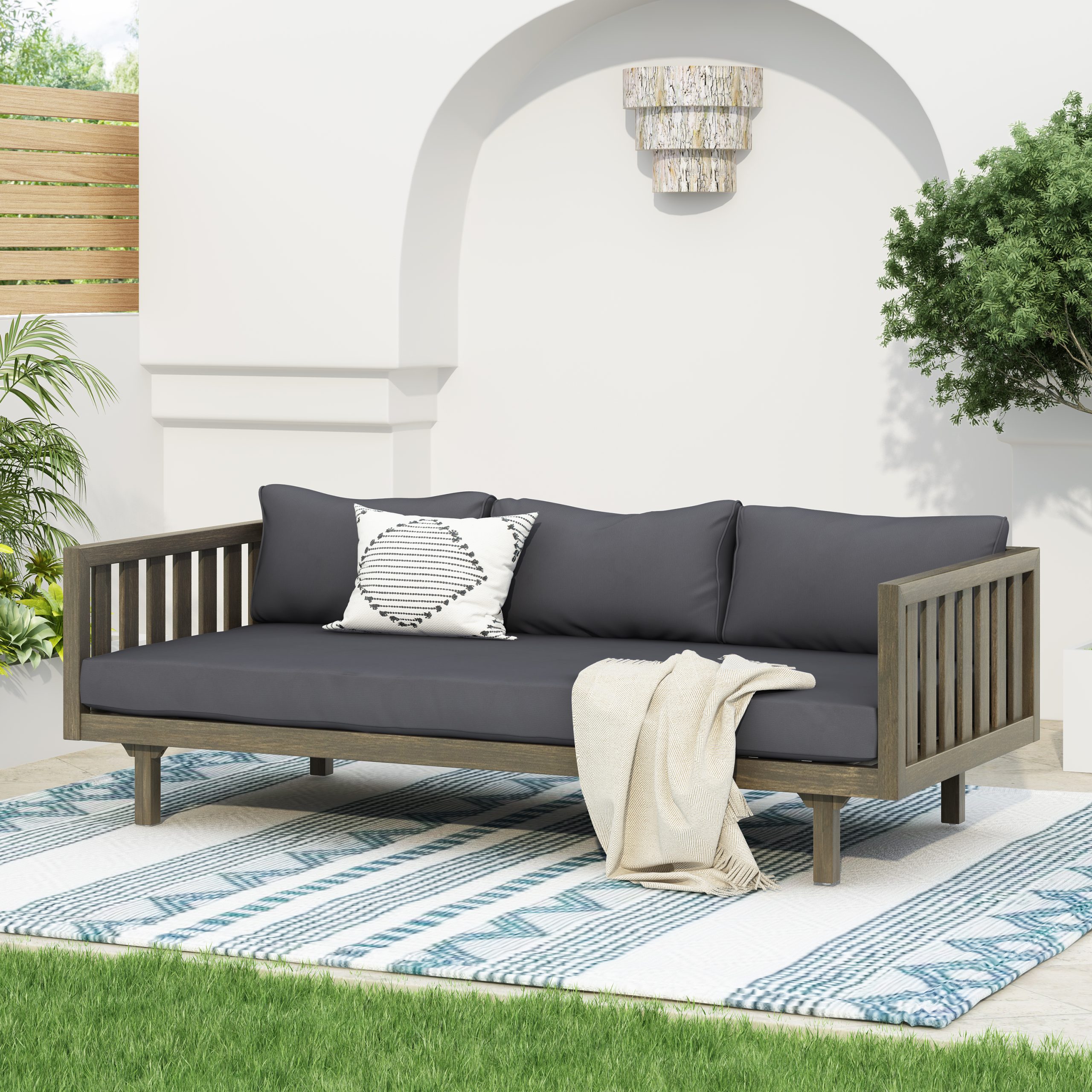 CLAREMONT 3 SEATER DAYBED (GREY WOOD+GREY CUSHION)