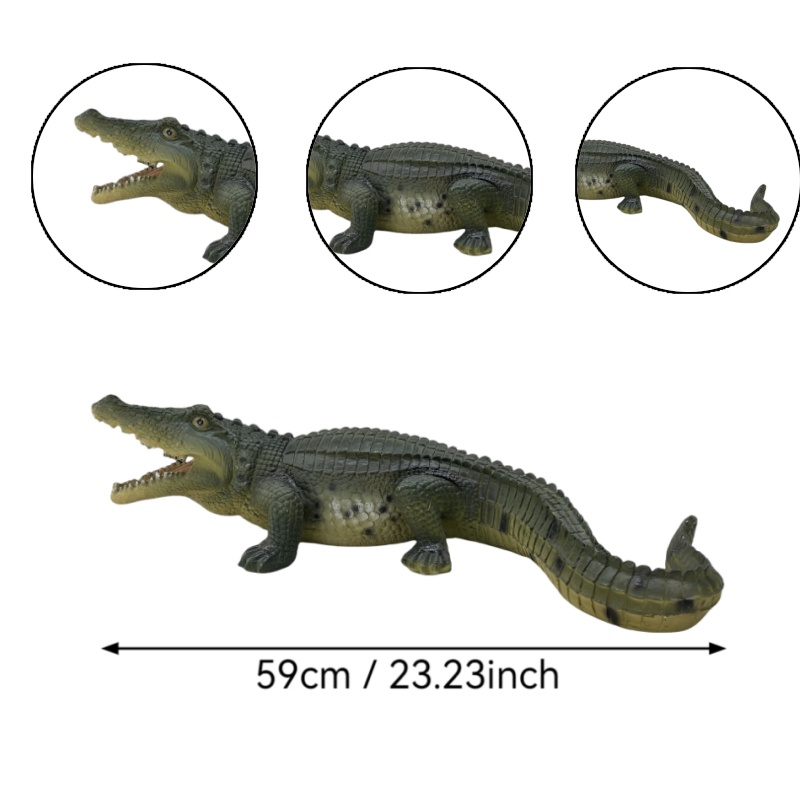 23" Simulated Crocodile Garden Statue, Resin Animal Ornament, Creative Indoor & Outdoor Decor for Garden, Porch, Pond & Backyard - Image 3