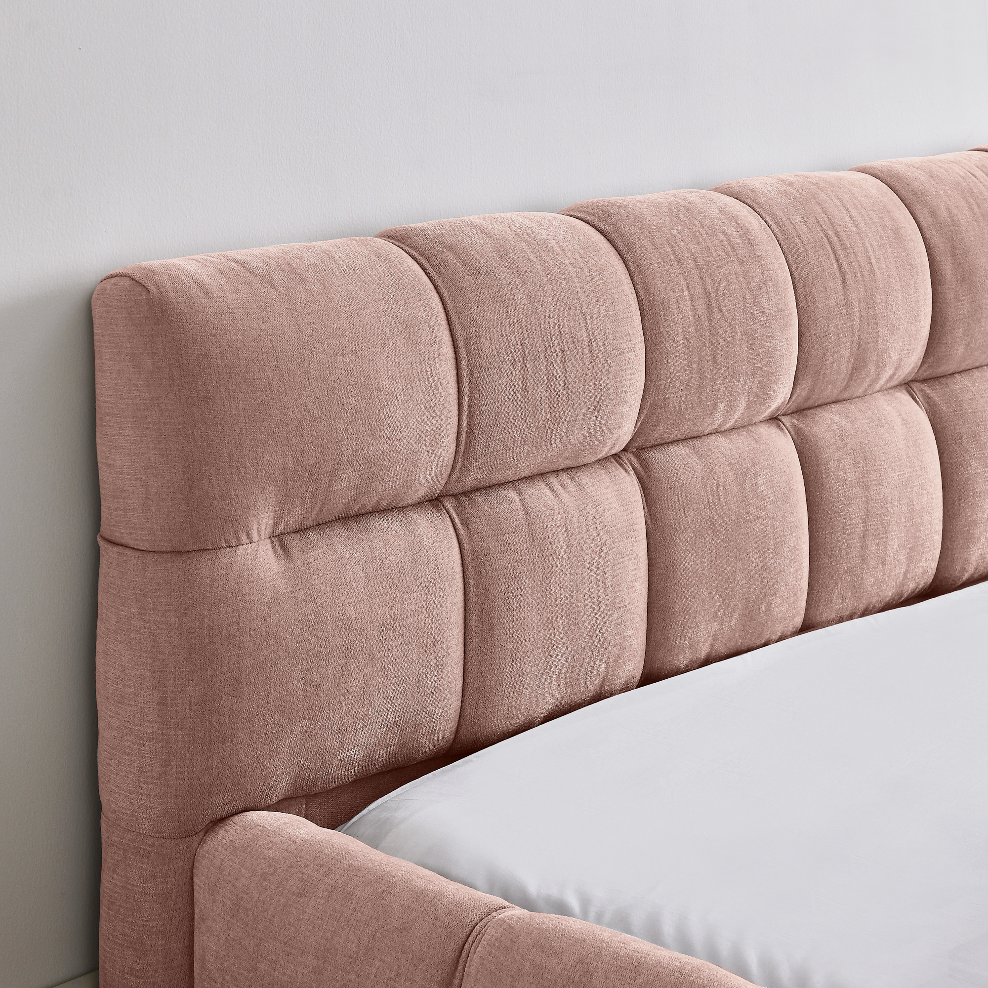 Queen Size Upholstered Bed Frame with Thick Fabric, Chenille Fabric Grounded Queen Size Platform Bed with Headboard and Solid Frame. No Box Spring Needed, PINK(68''*86.5''*23.5'') - Image 4