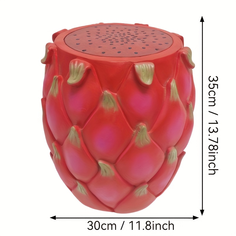 13.4" Oversized Resin Dragon Fruit Stool, Multi-Purpose Side Table & Plant Stand, Decorative Furniture for Home, Garden, Patio, Indoor & Outdoor Use - Image 3