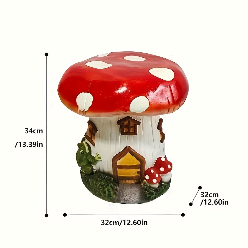 l13.4" Mushroom House Garden Stool, Oversized Resin Sculpture & Fairy Forest Base, Decorative Stool for Home, Courtyard, Lawn, Indoor & Outdoor Spring & Summer Decoration - Image 5