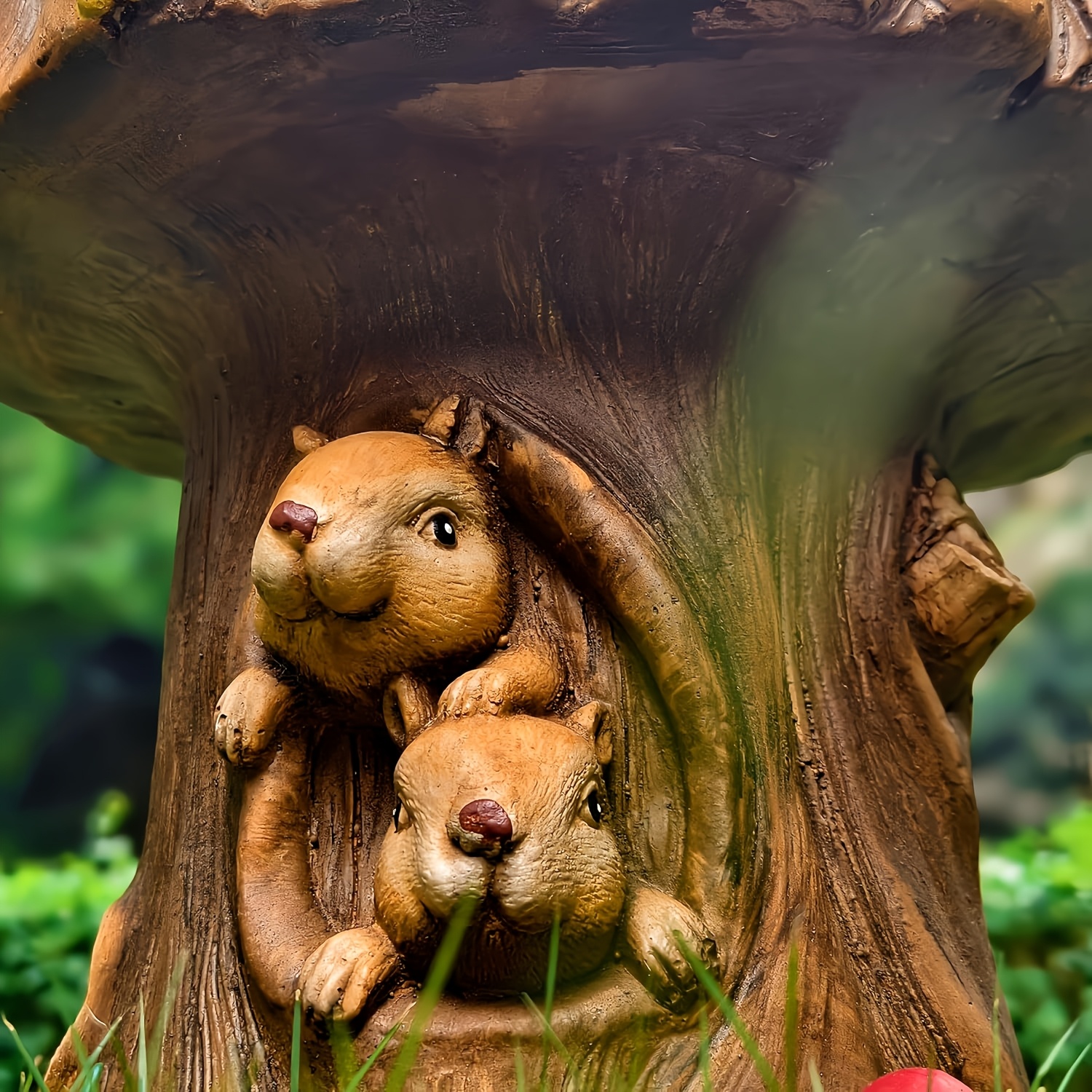 12.6" Resin Squirrel Garden Chair, Unique Indoor & Outdoor Decorative Chair, Round Accent Chair for Backyard, Patio, Terrace & Home Decoration - Image 2