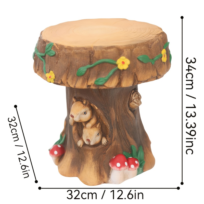 12.6" Resin Squirrel Garden Chair, Unique Indoor & Outdoor Decorative Chair, Round Accent Chair for Backyard, Patio, Terrace & Home Decoration - Image 5