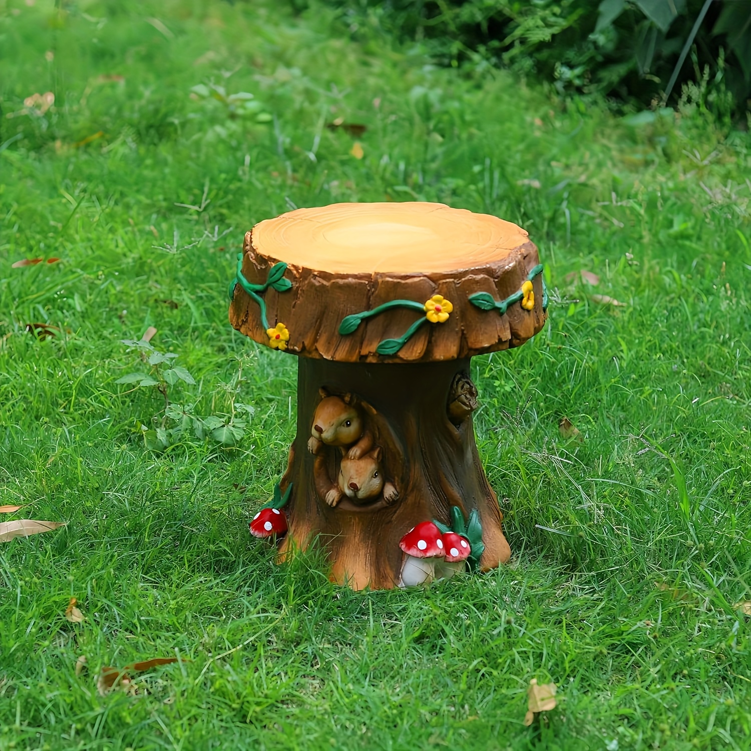 12.6" Resin Squirrel Garden Chair, Unique Indoor & Outdoor Decorative Chair, Round Accent Chair for Backyard, Patio, Terrace & Home Decoration - Image 6