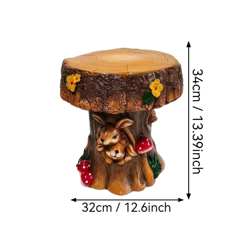 12.6" Resin Rabbit Garden Chair, Unique Indoor & Outdoor Decorative Chair, Round Accent Chair for Backyard, Patio, Terrace & Home Decoration - Image 3