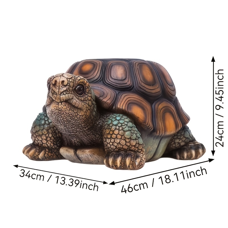 18" Garden Turtle Statue Stool, Simulated Animal Resin Sculpture, Multi-Purpose Decorative Stool for Living Room, Balcony, Office, Garden, Courtyard & Lawn - Image 3