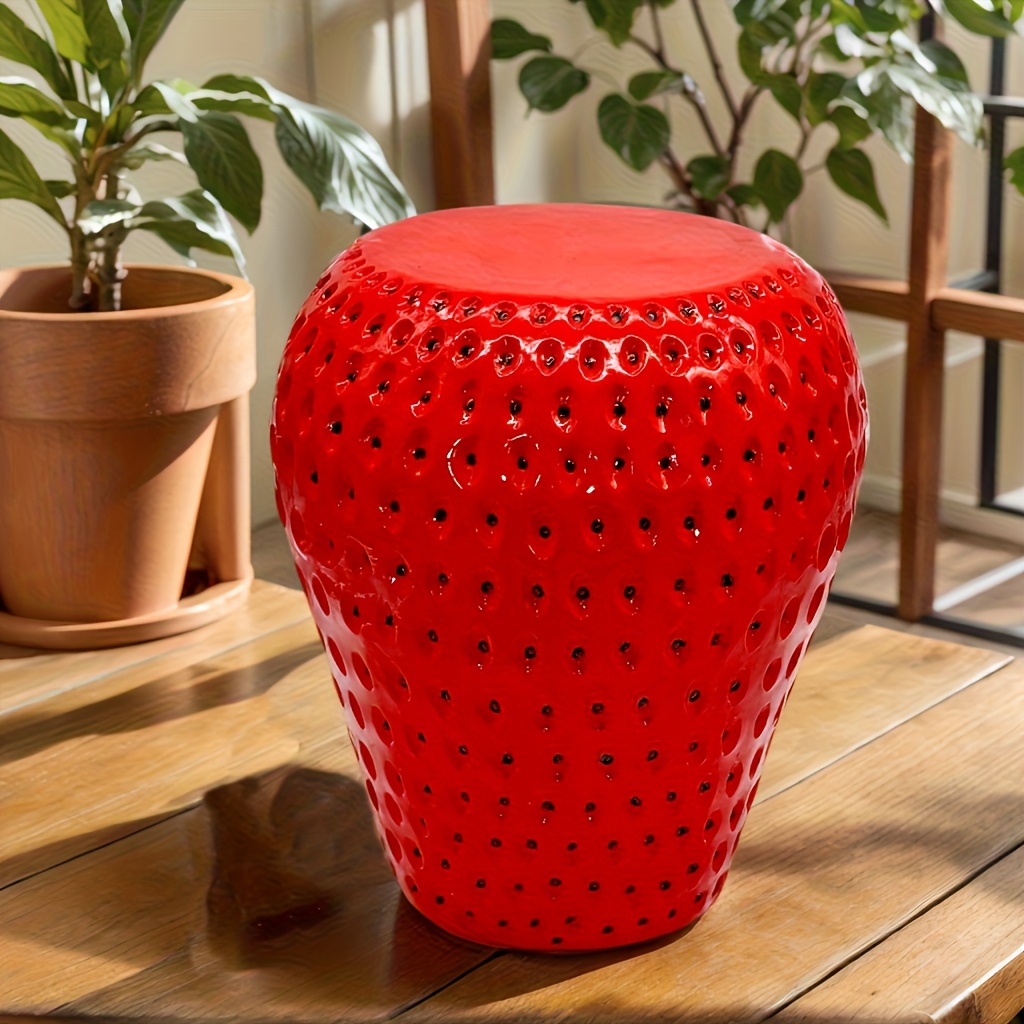Strawberry Fruit Stool, 13.4"Oversized Resin Stool, Side Table, Home Decor Plant Stand Garden Indoor Outdoor Decorations, Multi-Purpose Innovative Garden Furniture - Image 2