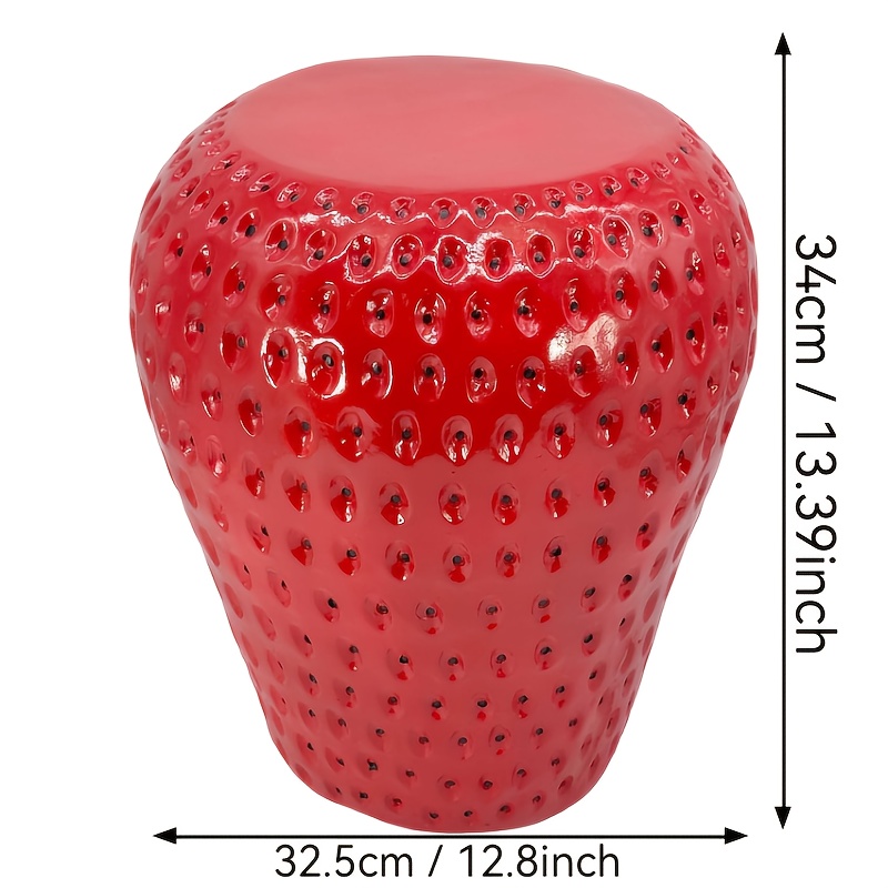 Strawberry Fruit Stool, 13.4"Oversized Resin Stool, Side Table, Home Decor Plant Stand Garden Indoor Outdoor Decorations, Multi-Purpose Innovative Garden Furniture - Image 4