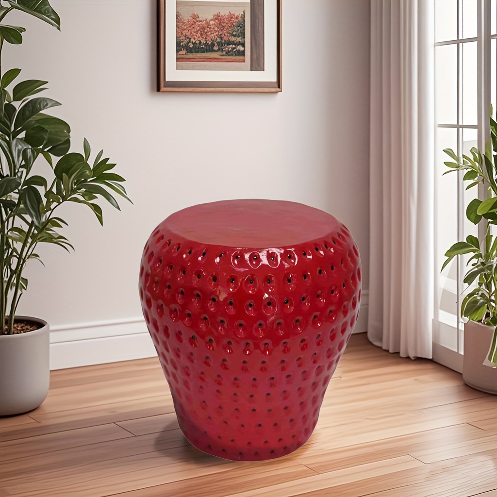 Strawberry Fruit Stool, 13.4"Oversized Resin Stool, Side Table, Home Decor Plant Stand Garden Indoor Outdoor Decorations, Multi-Purpose Innovative Garden Furniture - Image 6