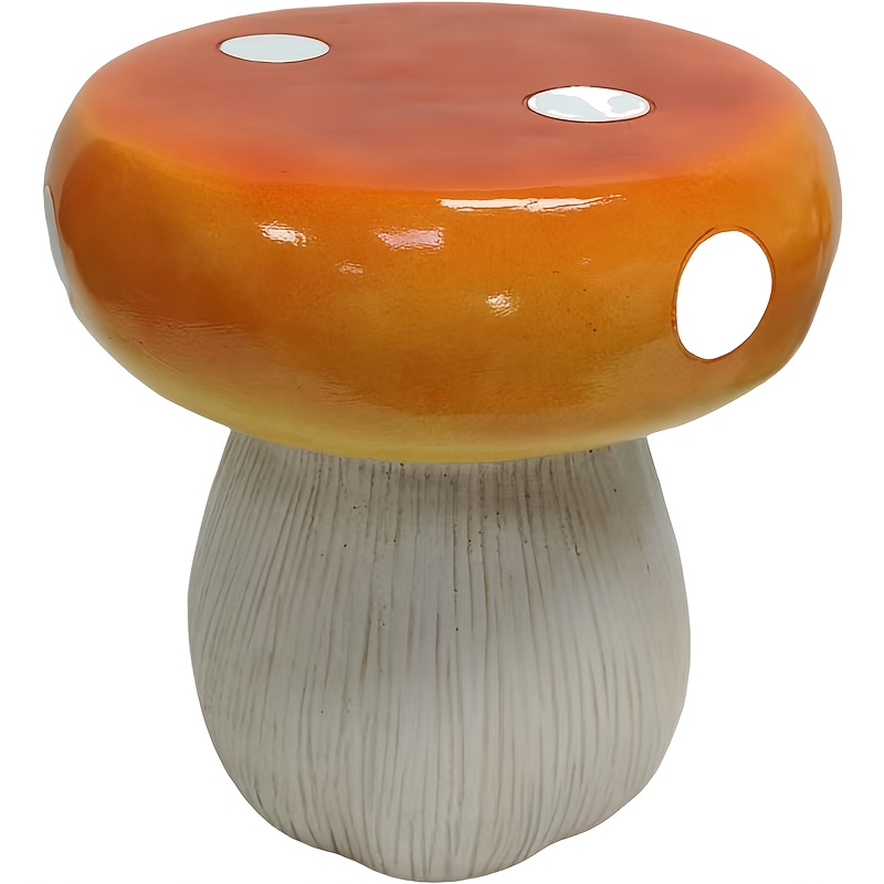 Mushroom Model Statue Stool, Outdoor Garden Resin Stool, 13.8-inch Oversized Forest Base Mushroom Model Stool, Courtyard Lawn Courtyard Summer Decoration Indoor Stool, Multi-purpose And Innovative Gar - Image 1