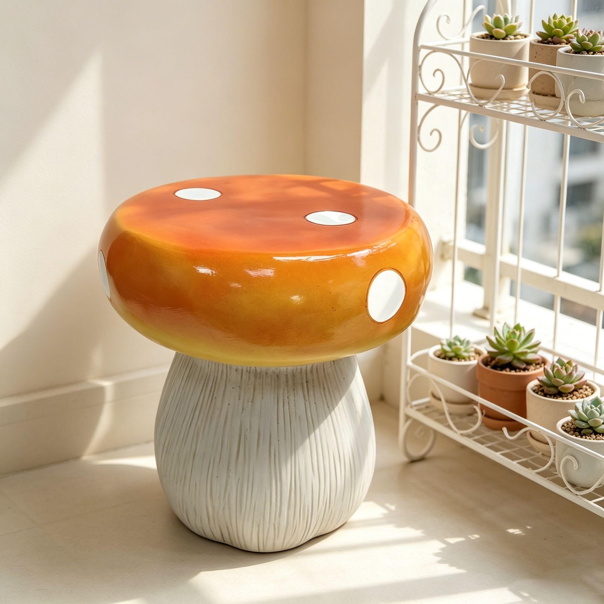 Mushroom Model Statue Stool, Outdoor Garden Resin Stool, 13.8-inch Oversized Forest Base Mushroom Model Stool, Courtyard Lawn Courtyard Summer Decoration Indoor Stool, Multi-purpose And Innovative Gar - Image 2