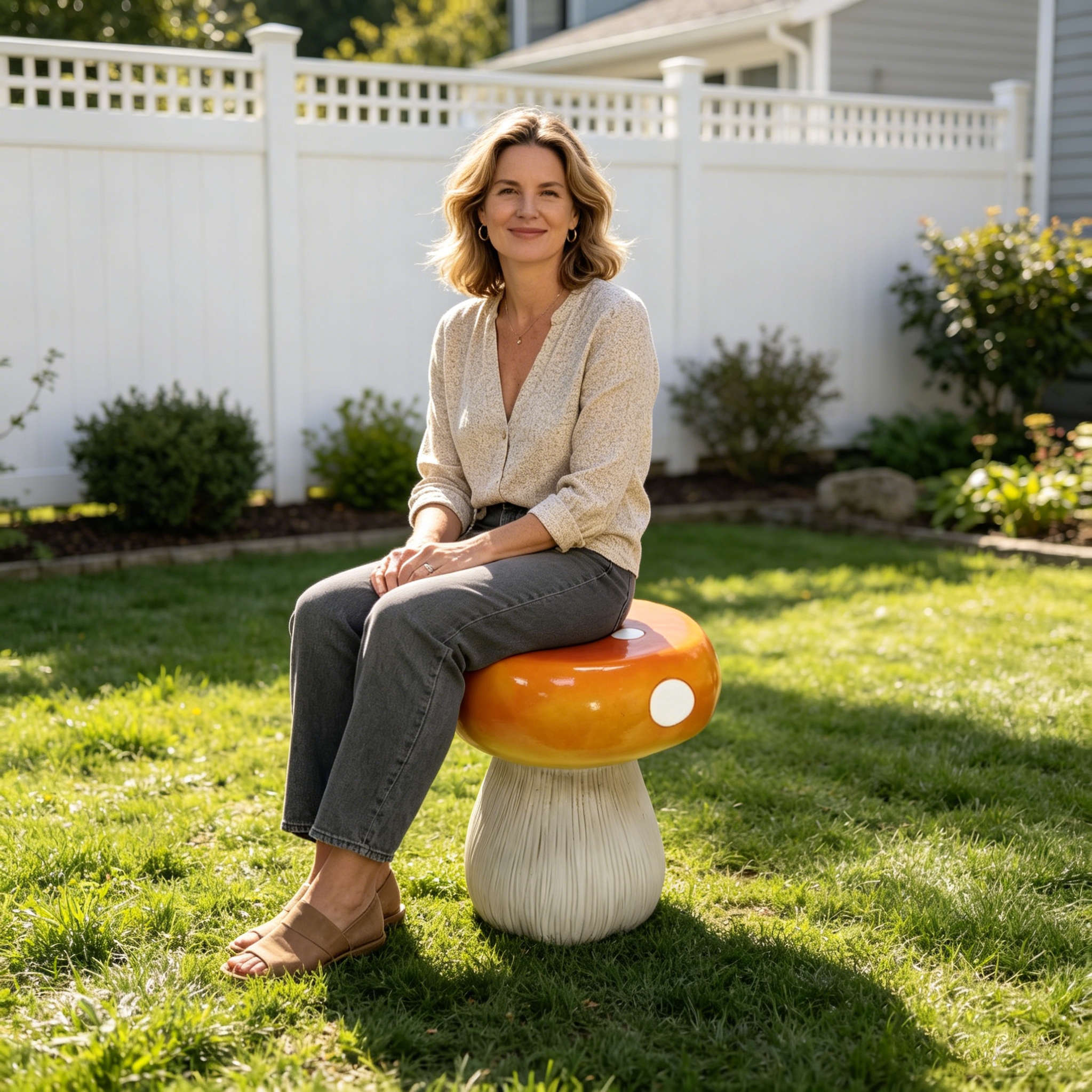 Mushroom Model Statue Stool, Outdoor Garden Resin Stool, 13.8-inch Oversized Forest Base Mushroom Model Stool, Courtyard Lawn Courtyard Summer Decoration Indoor Stool, Multi-purpose And Innovative Gar - Image 3