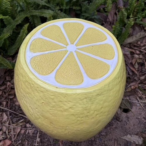 Yellow Lemon Fruit Stool, 14"Oversized Resin Stool, Side Table, Home Decor Plant Stand Garden Indoor Outdoor Decorations, Multi-Purpose Innovative Garden Furniture - Image 2