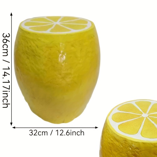 Yellow Lemon Fruit Stool, 14"Oversized Resin Stool, Side Table, Home Decor Plant Stand Garden Indoor Outdoor Decorations, Multi-Purpose Innovative Garden Furniture - Image 4