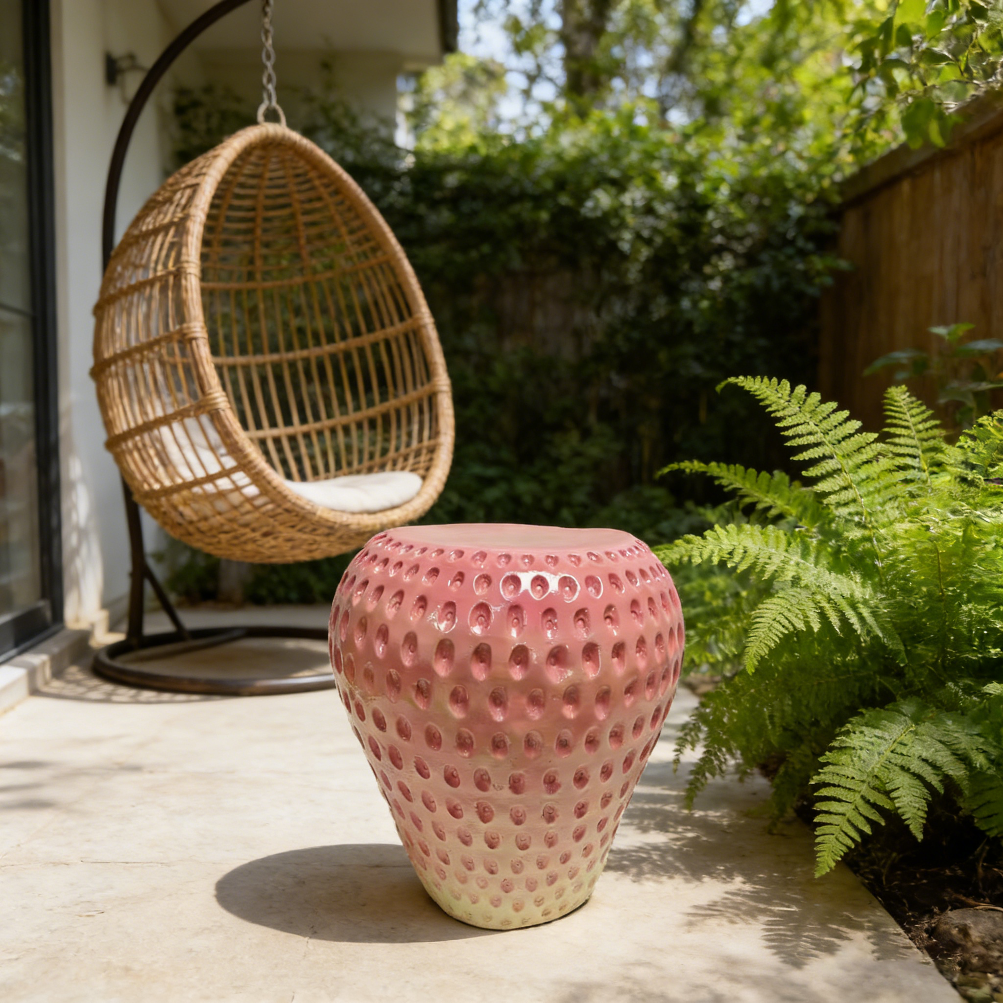 Strawberry Fruit Stool, 13.4"Oversized Resin Stool, Side Table, Home Decor Plant Stand Garden Indoor Outdoor Decorations, Multi-Purpose Innovative Garden Furniture - Image 2