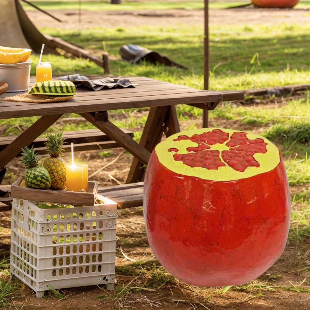 Pomegranate Fruit Stool, 13.4"Oversized Resin Stool, Side Table, Home Decor Plant Stand Garden Indoor Outdoor Decorations, Multi-Purpose Innovative Garden Furniture - Image 2