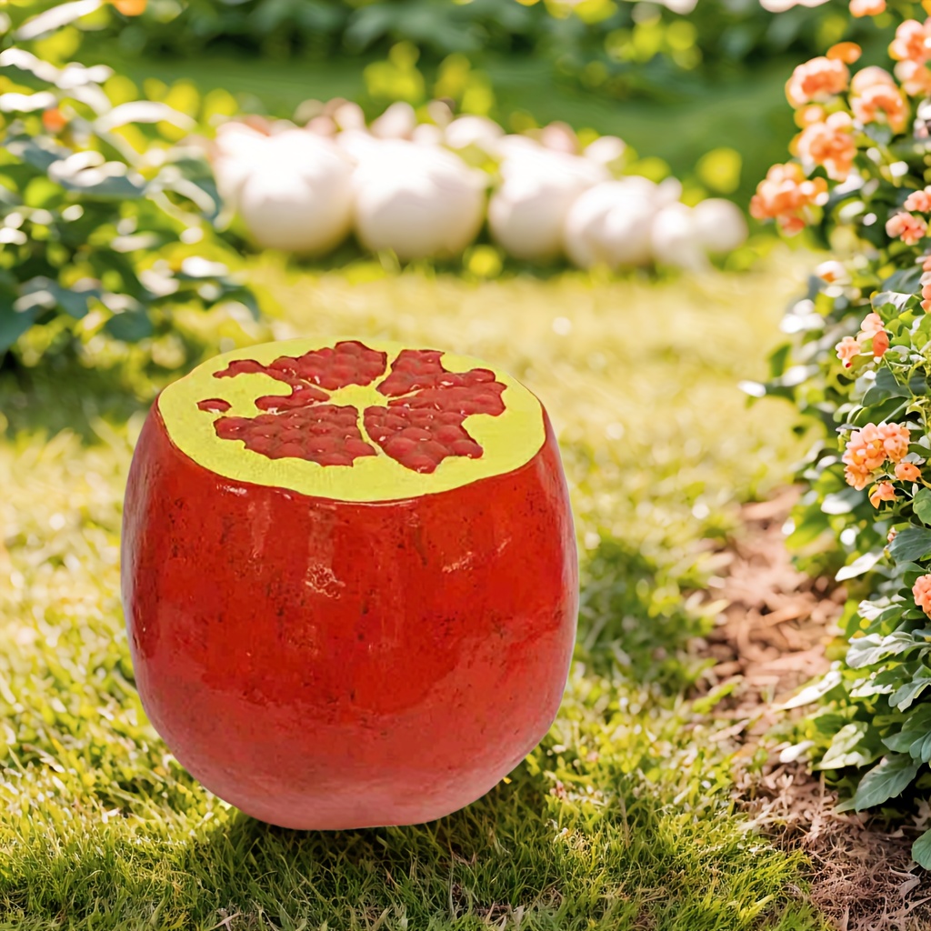 Pomegranate Fruit Stool, 13.4"Oversized Resin Stool, Side Table, Home Decor Plant Stand Garden Indoor Outdoor Decorations, Multi-Purpose Innovative Garden Furniture - Image 6
